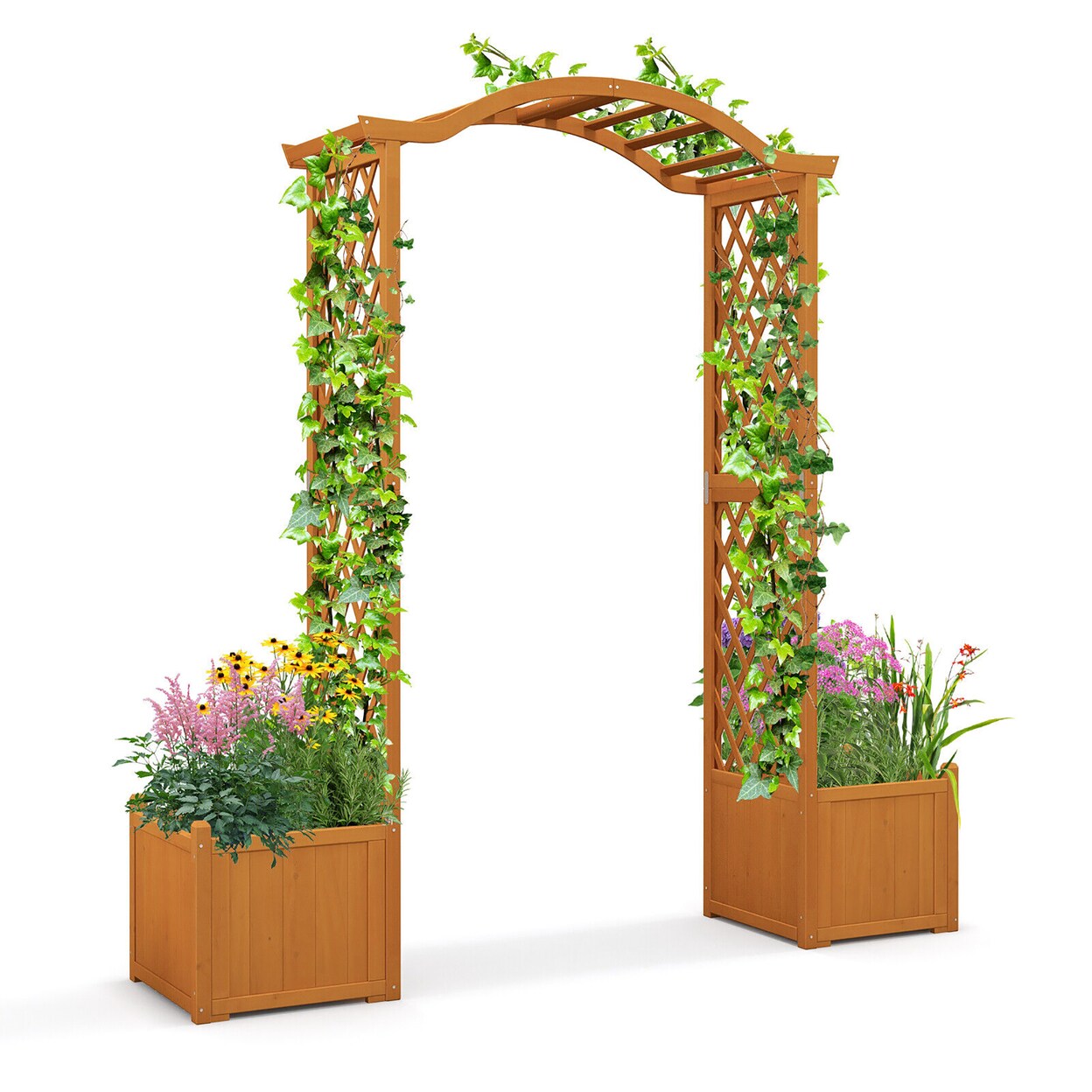 Garden Arbor With Planter Wooden Planter Arch With Trellis