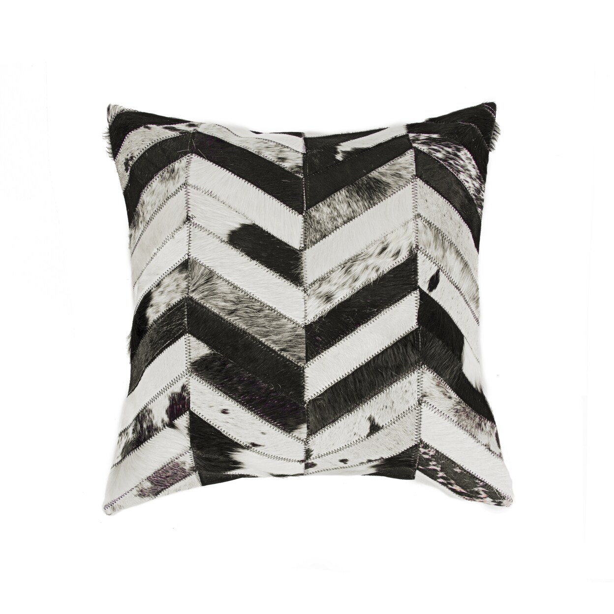 Natural Cowhide Pillow Torino Chevron 1-Piece Black And Natural
