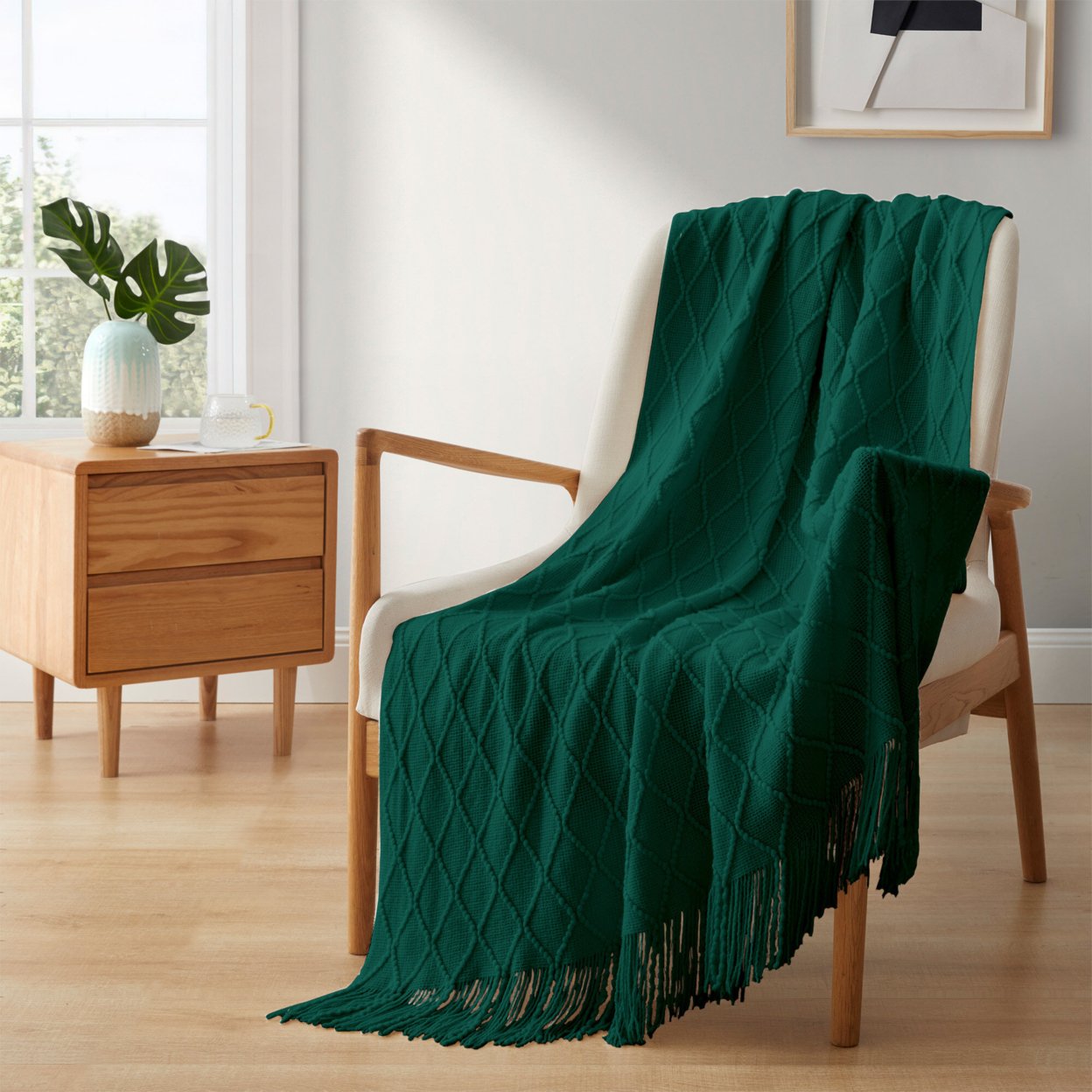 Peace Nest Ultra Soft Diamond Knit Throw Blanket 50&#x22;x60&#x22;-Perfect for Year-round Comfort