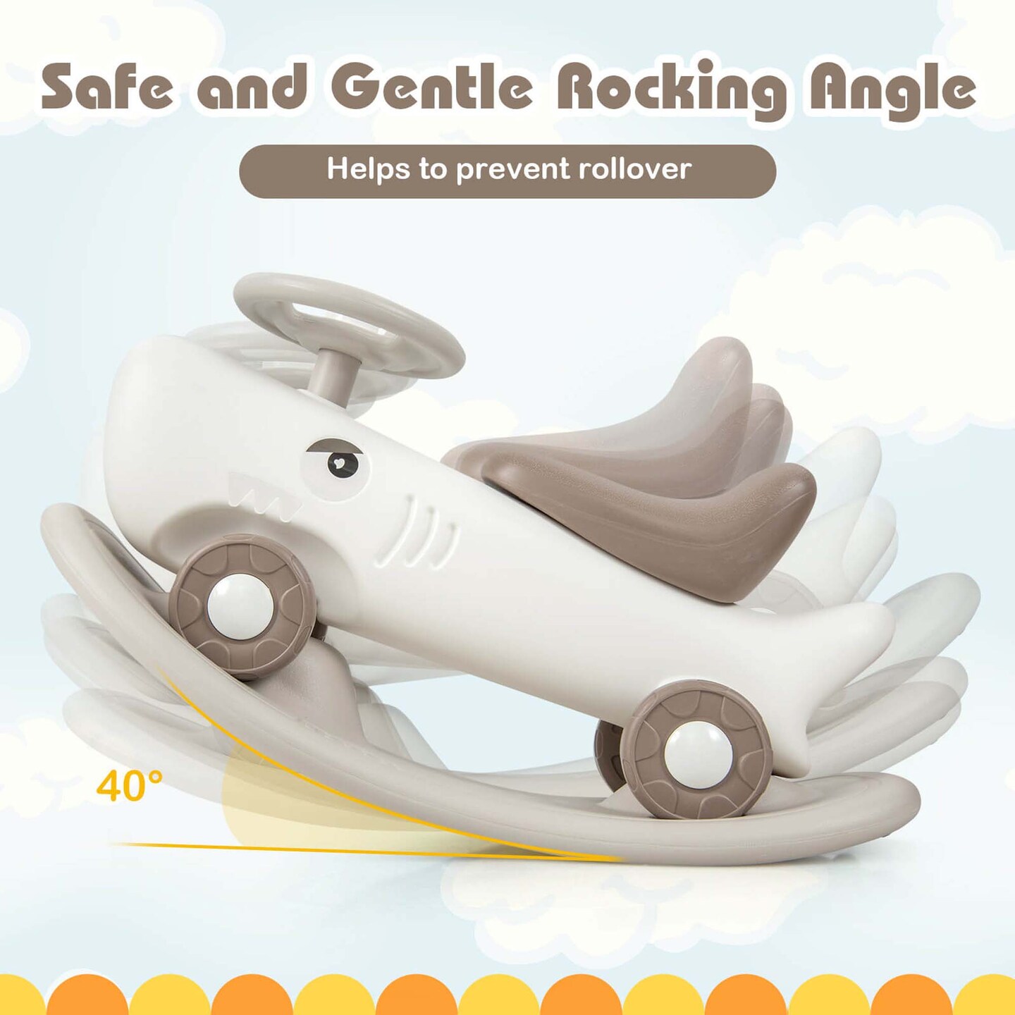 Costway Convertible Rocking Horse & Sliding Car with Detachable Balance Board Dark Gray/White