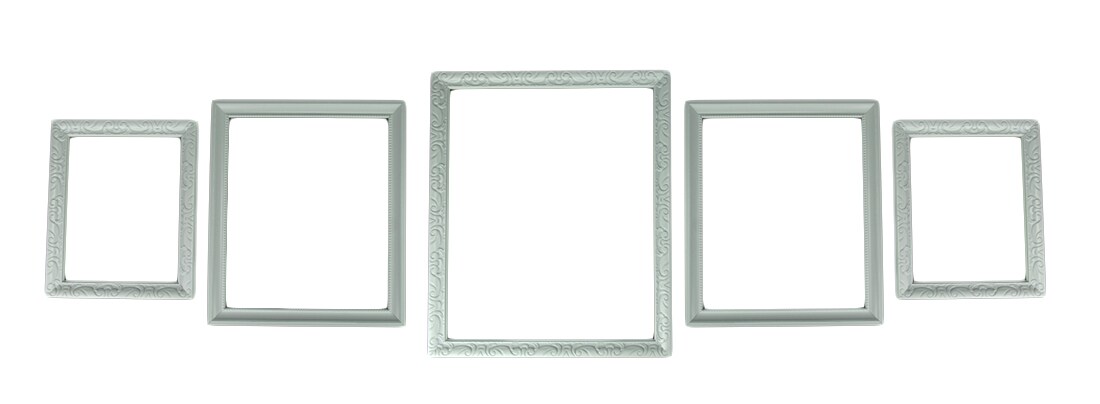 White Beveled Wood Look 5 Piece Gallery Wall Photo Frame Set