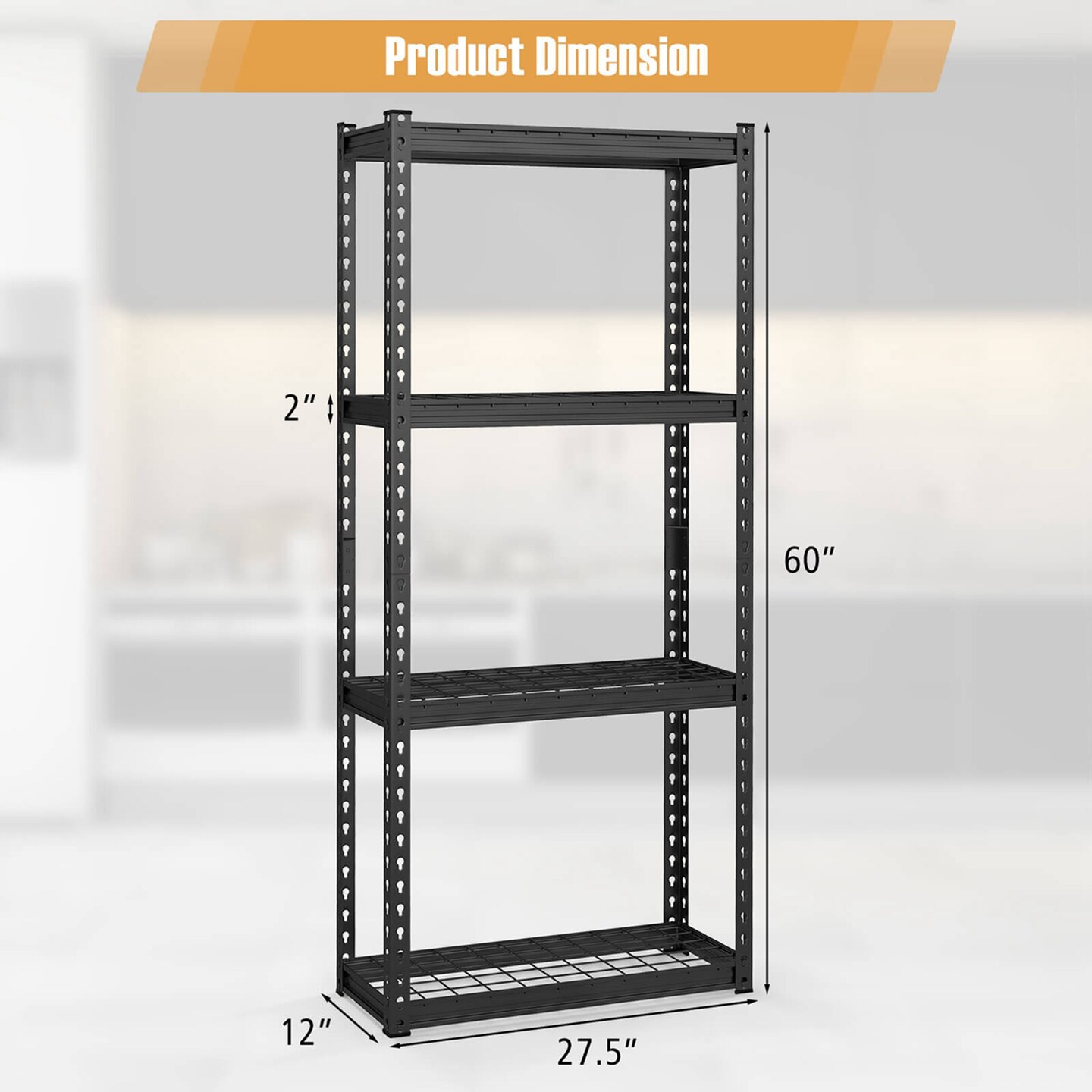 Costway 1/2/3/4 PCS 4-Tier Metal Shelving Unit Heavy Duty Wire Storage Rack with Anti-slip Foot Pads Black