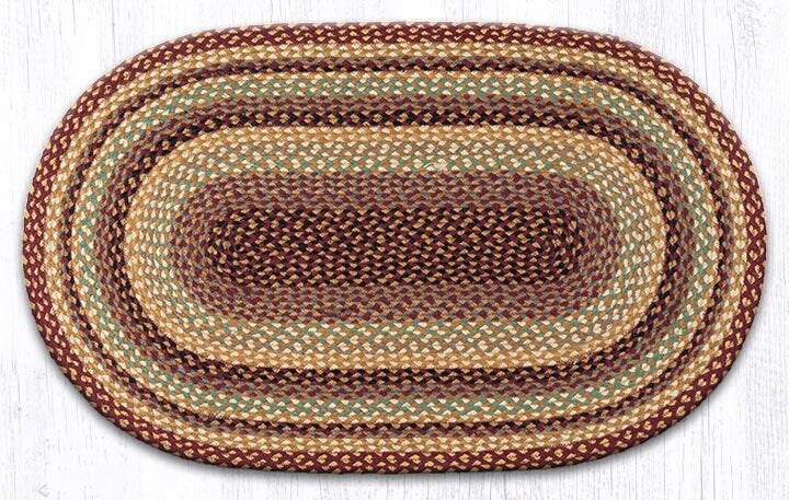 Earth Rugs C-357 Burgundy / Gray / Cream Oval Braided Rug 27" x 45"