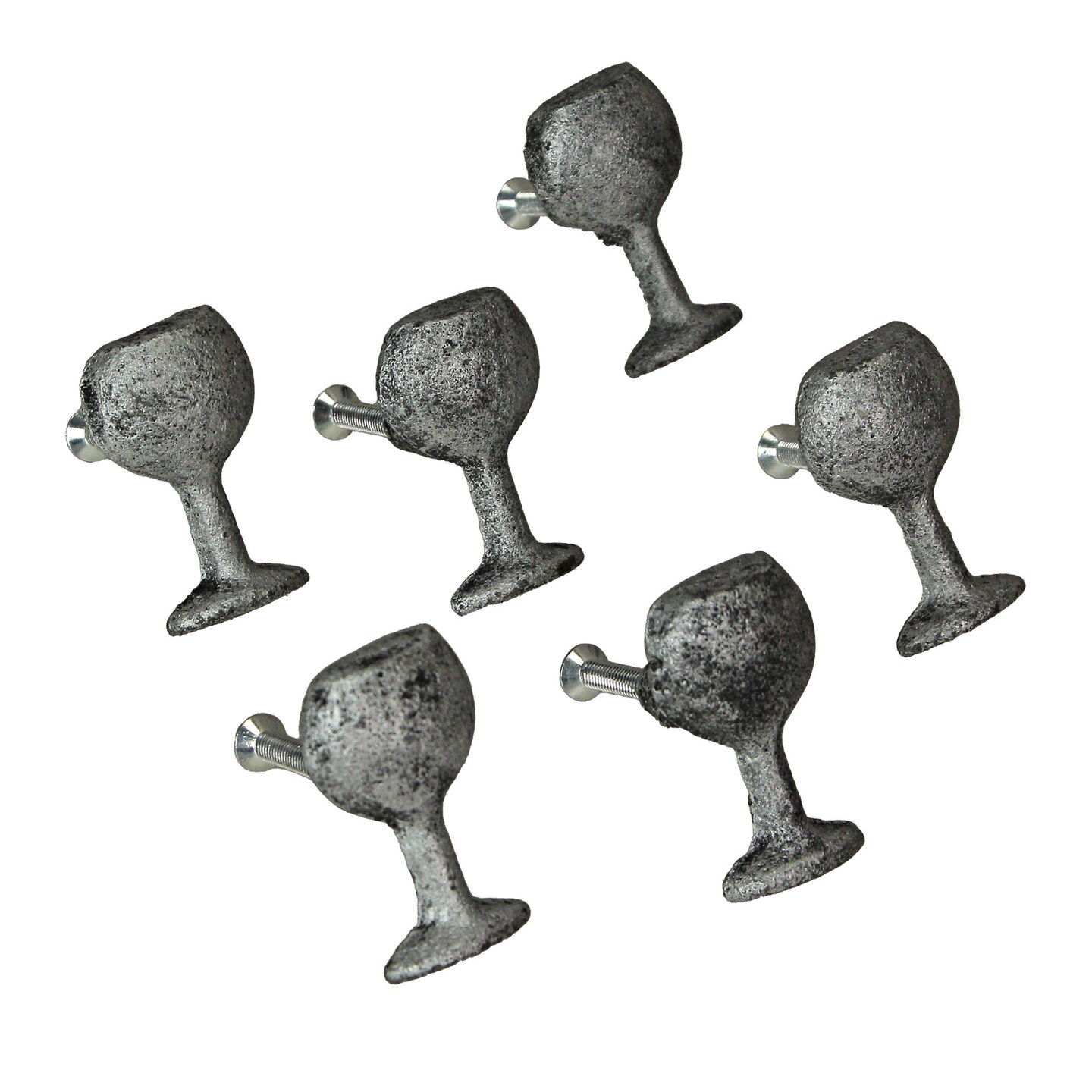 Antique Finish Cast Iron Wine Glass Decorative Knob Drawer Pulls Set of 6 Michaels