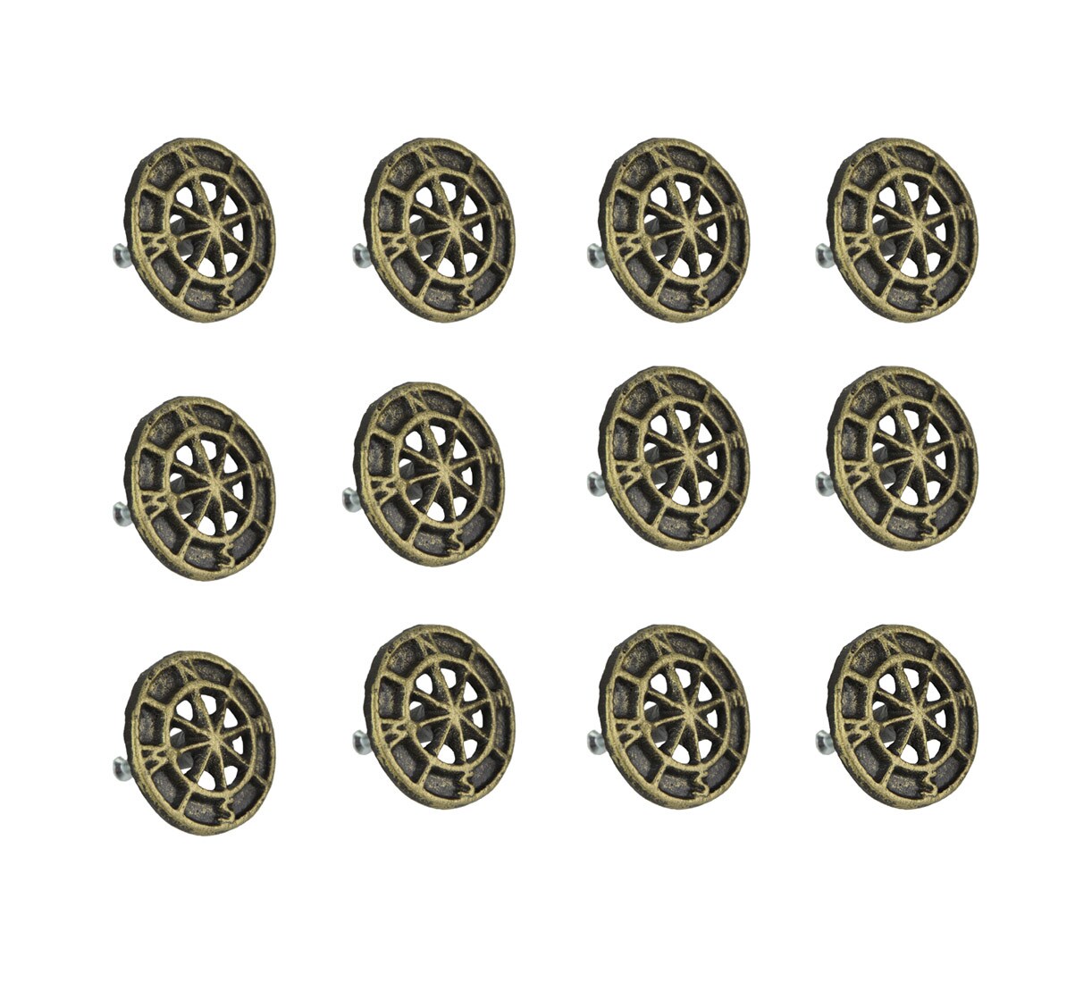 Set of 12 Cast Iron Nautical Compass Rose Cabinet Hardware Knobs Drawer Pulls