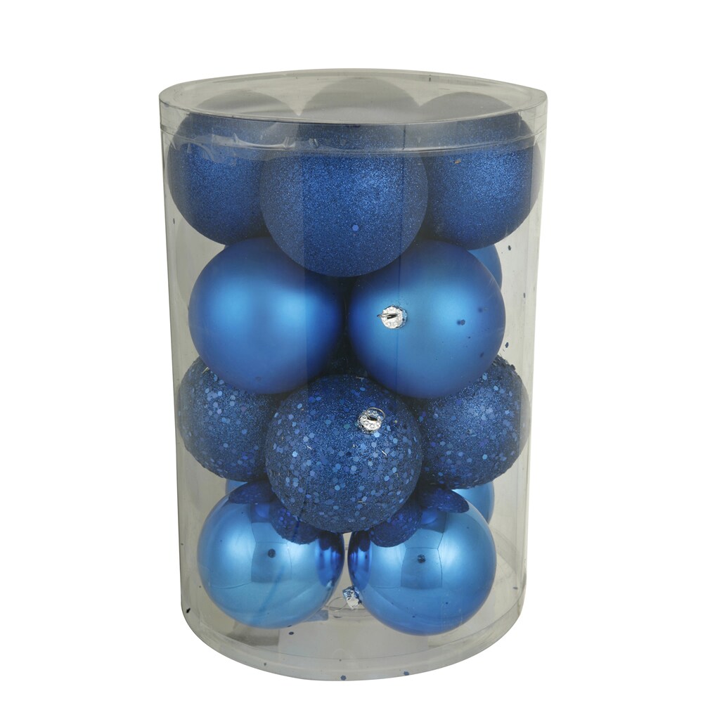 Vickerman 2.4 in. Cobalt Blue Ball 4-Finish Asst Christmas Ornament