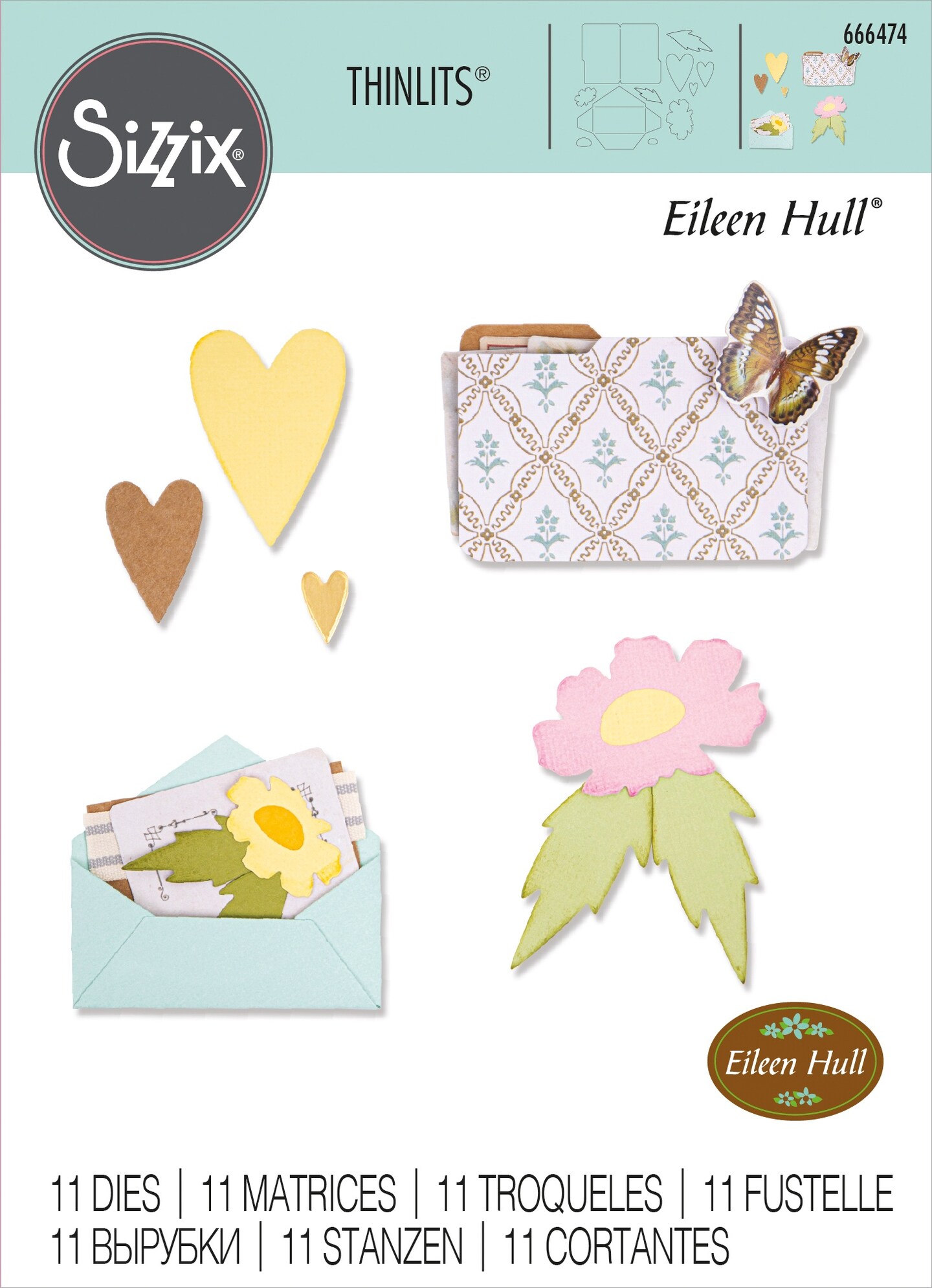 Sizzix Thinlits Dies By Eileen Hull 11/Pkg-Envelope Folder &#x26; Flowers