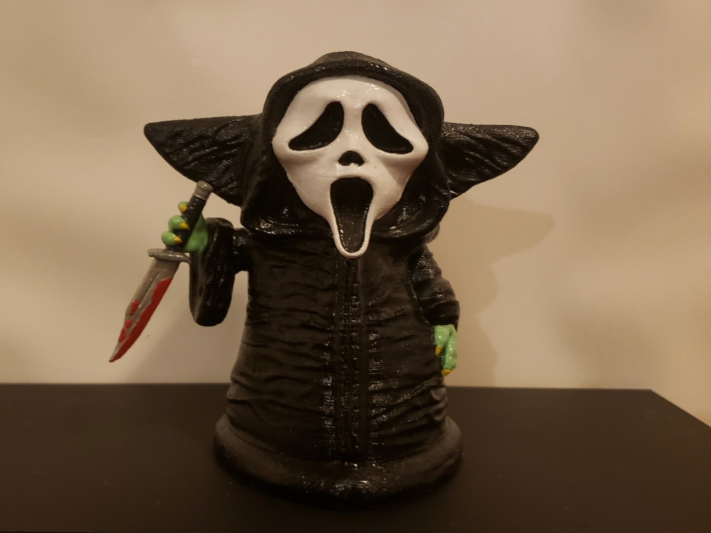Grogu Ghostface 3D Printed Hand Painted Baby Yoda Scream What If Horror Mash-Up Figurine Art product 5