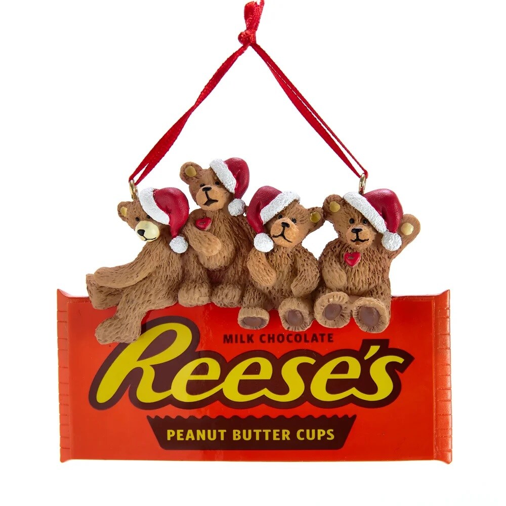 KSA Pack of 12 Hersheys Bears On Reeses Chocolate Christmas Ornaments 3.75&#x22;