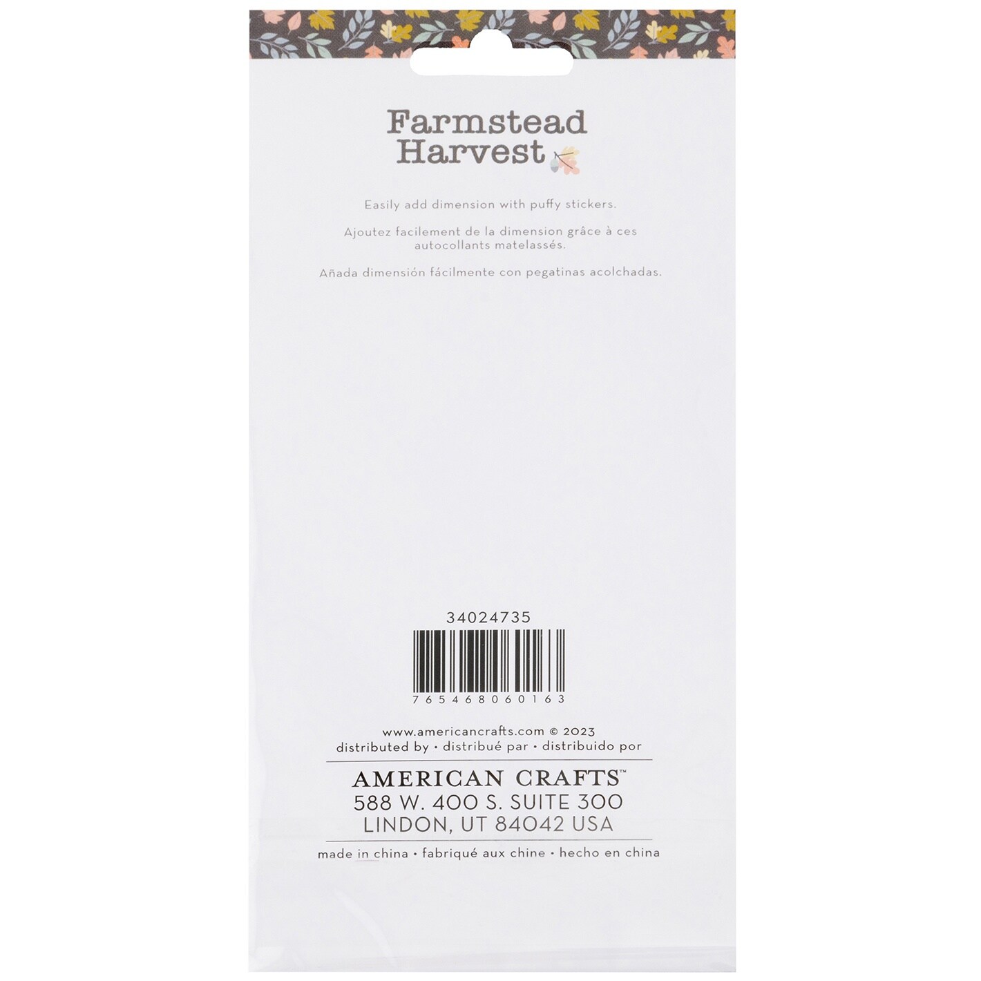 American Crafts Farmstead Harvest Stickers 97/Pkg-Puffy Alpha