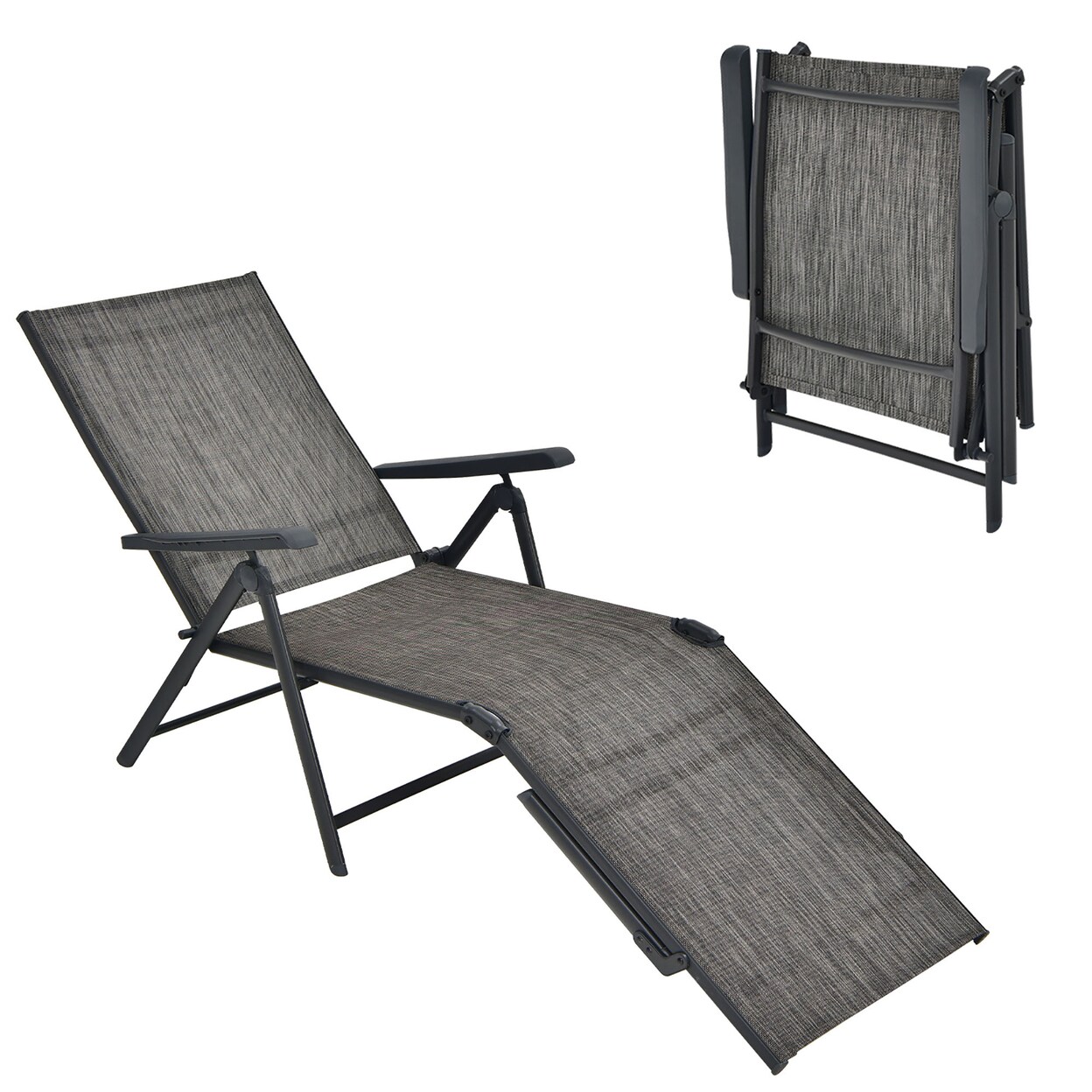 Outdoor Adjustable Chaise Lounge Chair Patio Beach Folding Recliner Lounge