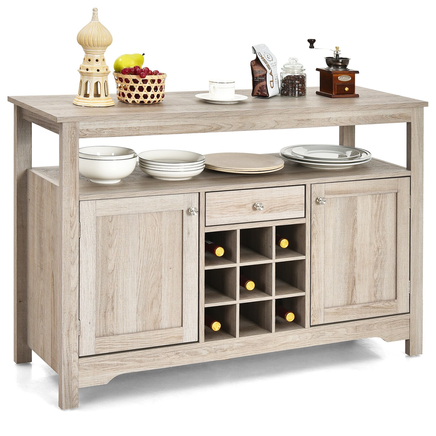 Buffet Server Sideboard Wine Cabinet Console Table with 1 Drawers and 2 Cabinet