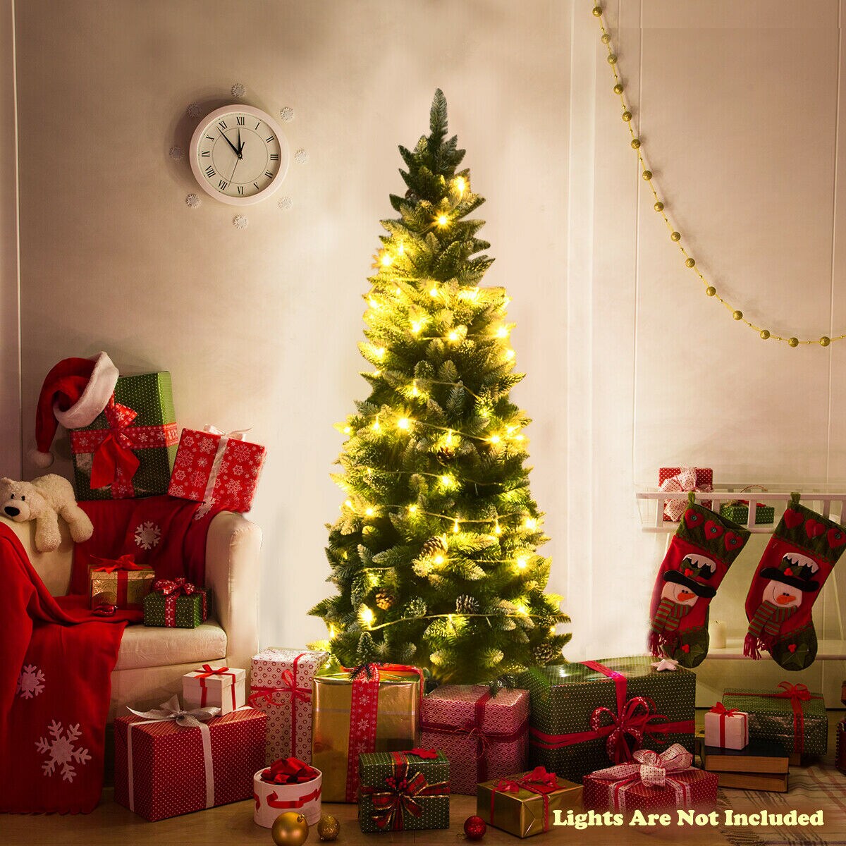 Artificial Pencil Christmas Tree with Pine Cones