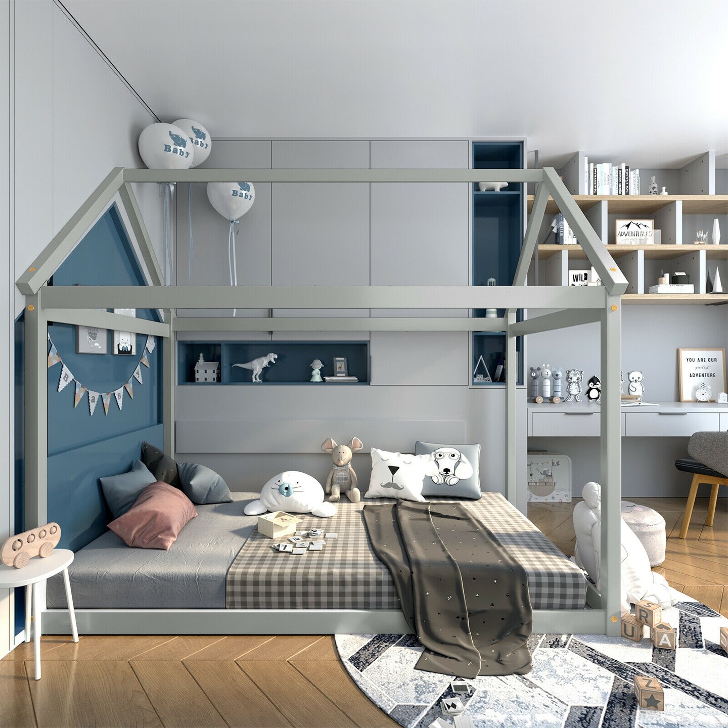 Twin Size Wood House Bed for Kids, Sturdy and Easy Setup