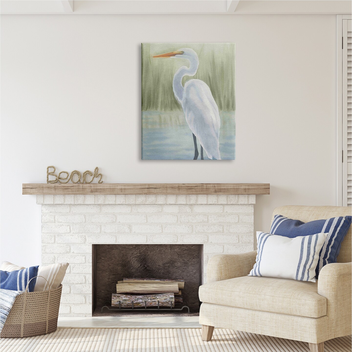 Stupell Industries Egret on Marsh Landscape Canvas Wall Art