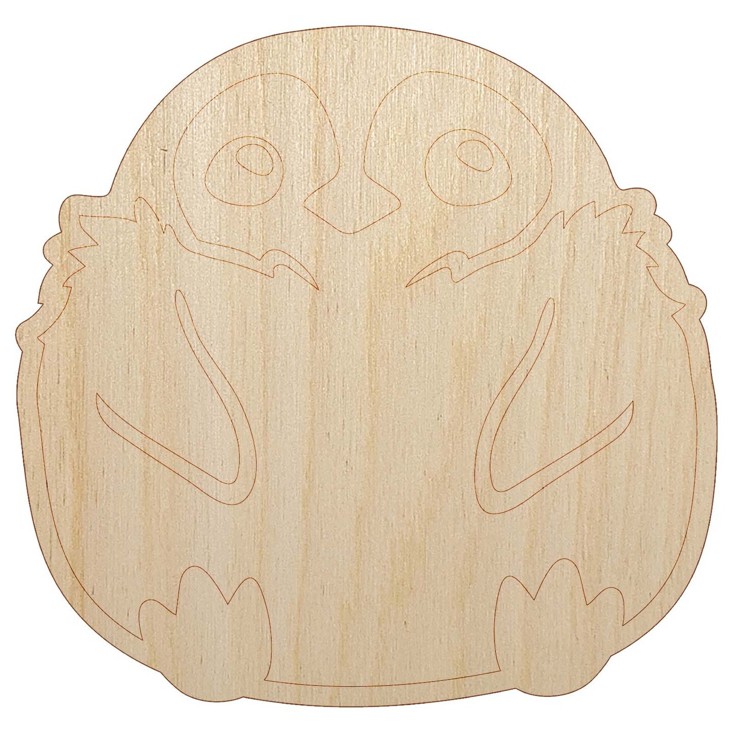 Cute Fluffy Baby Penguin Unfinished Wood Shape Piece Cutout for DIY Craft Projects