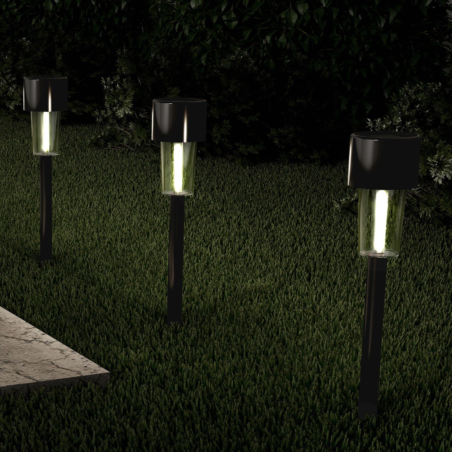 Pure Garden Set of 12 Solar Lights Pathway Garden Patio LED Lighting Driveway Path Edging Black