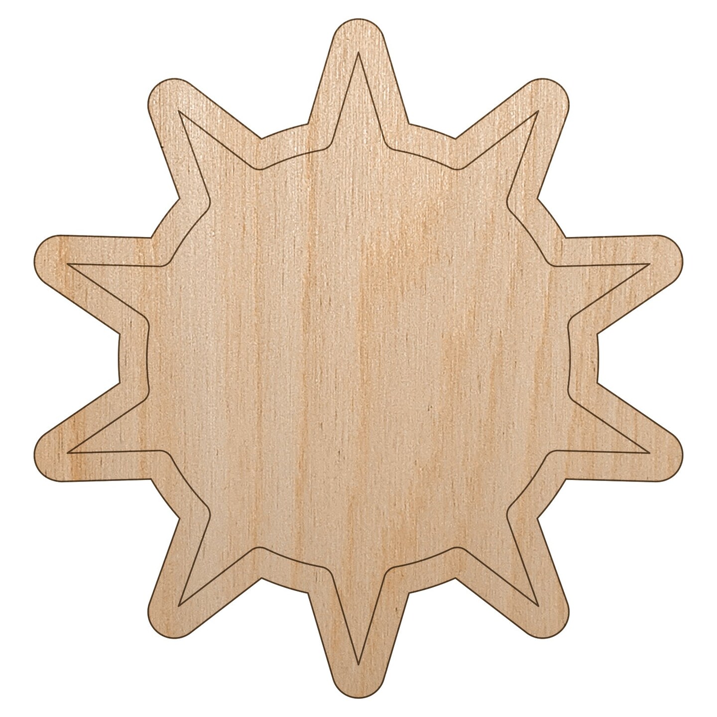 Sun Outline Unfinished Wood Shape Piece Cutout for DIY Craft Projects