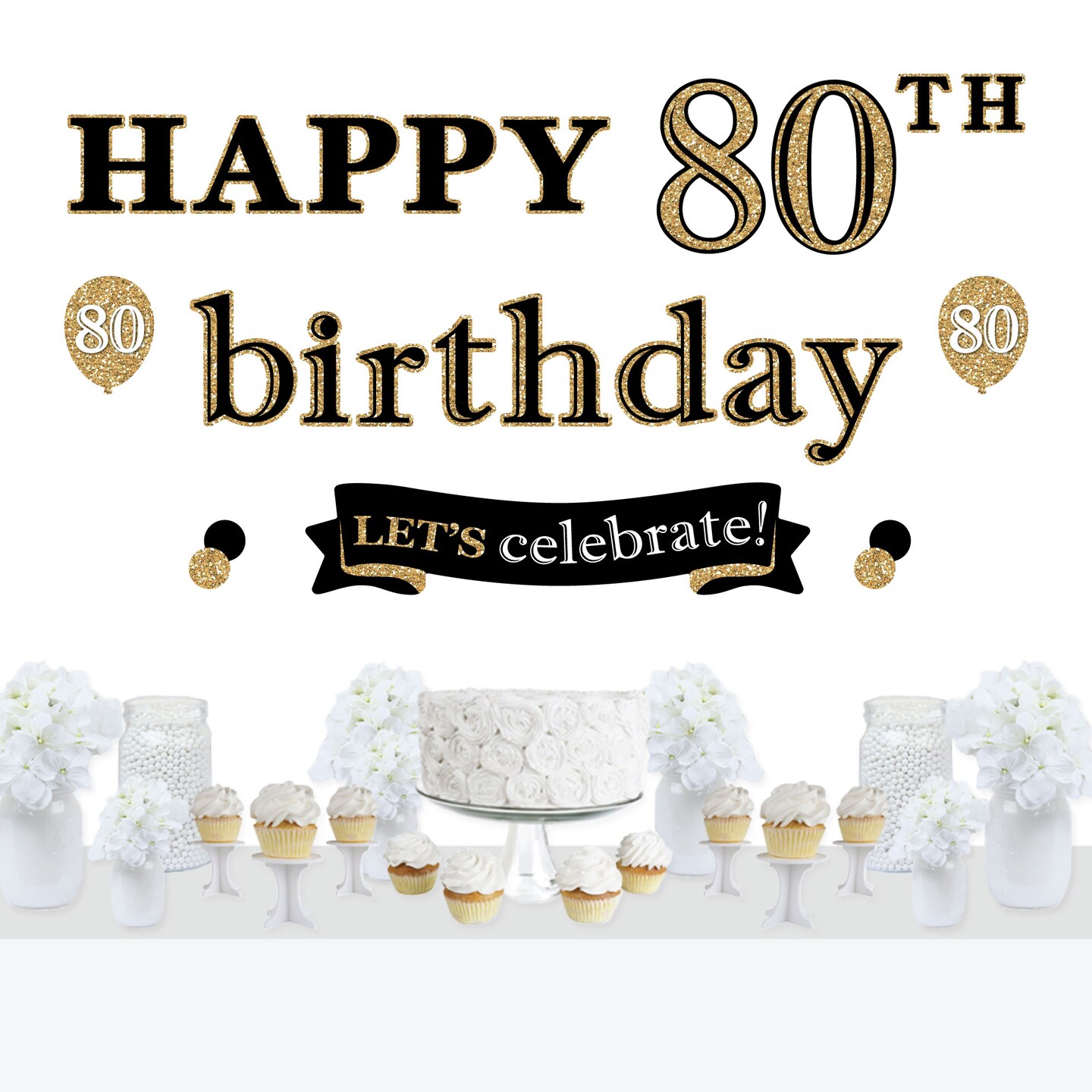 Big Dot of Happiness Adult 80th Birthday Gold Peel and Stick