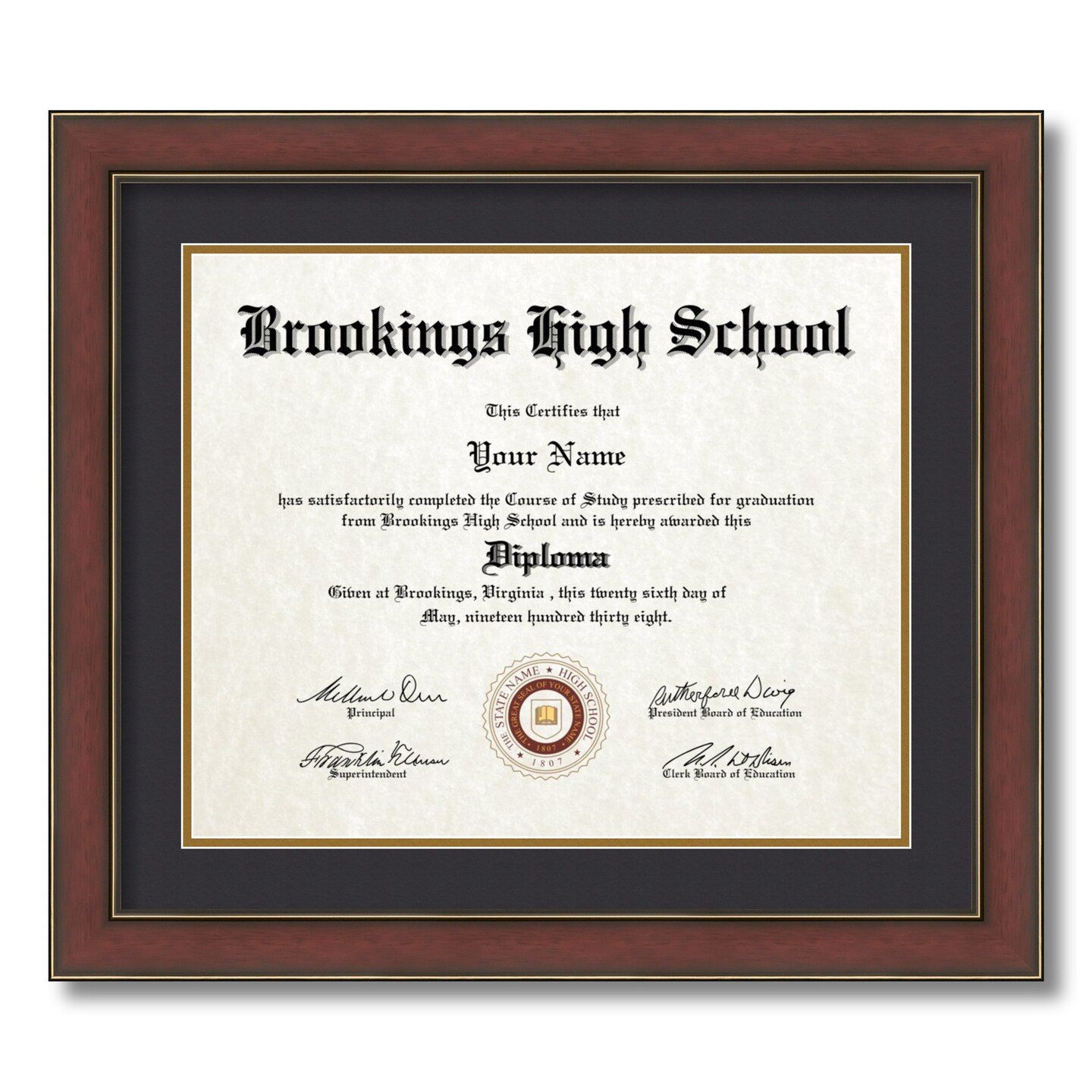 ArtToFrames 14x17 inch Diploma Frame - Framed with Black and Gold Mats, Comes with Regular Acrylic and Sawtooth Hanger for Wall Hanging (D-14x17)