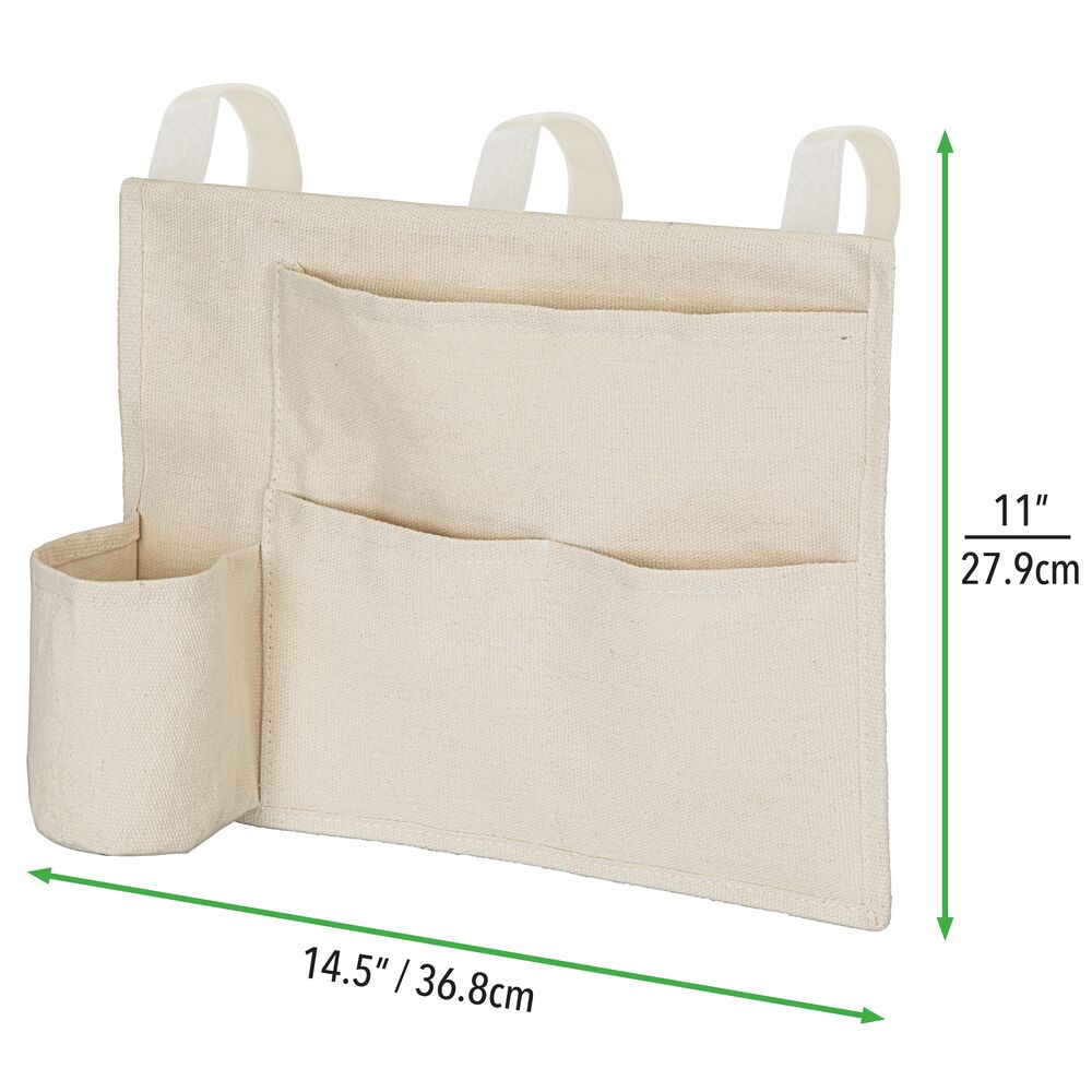 mDesign Fabric Bedside Hanging Storage Organizer Caddy Pocket
