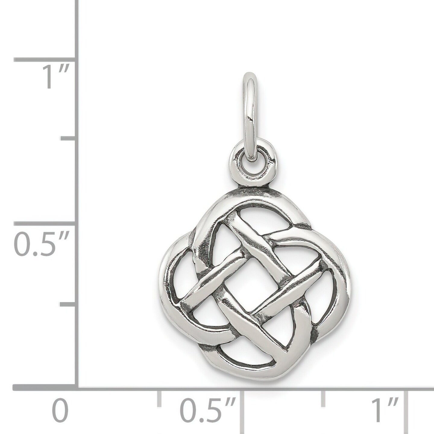 Sterling Silver Antiqued Celtic Knot Charm &#x26; 18&#x22; Chain Jewerly 23mm x 15.3mm