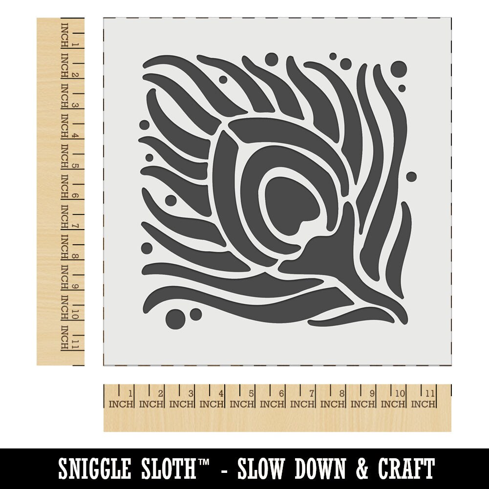 Artsy Peacock Feather Square Wall Cookie DIY Craft Reusable Stencil