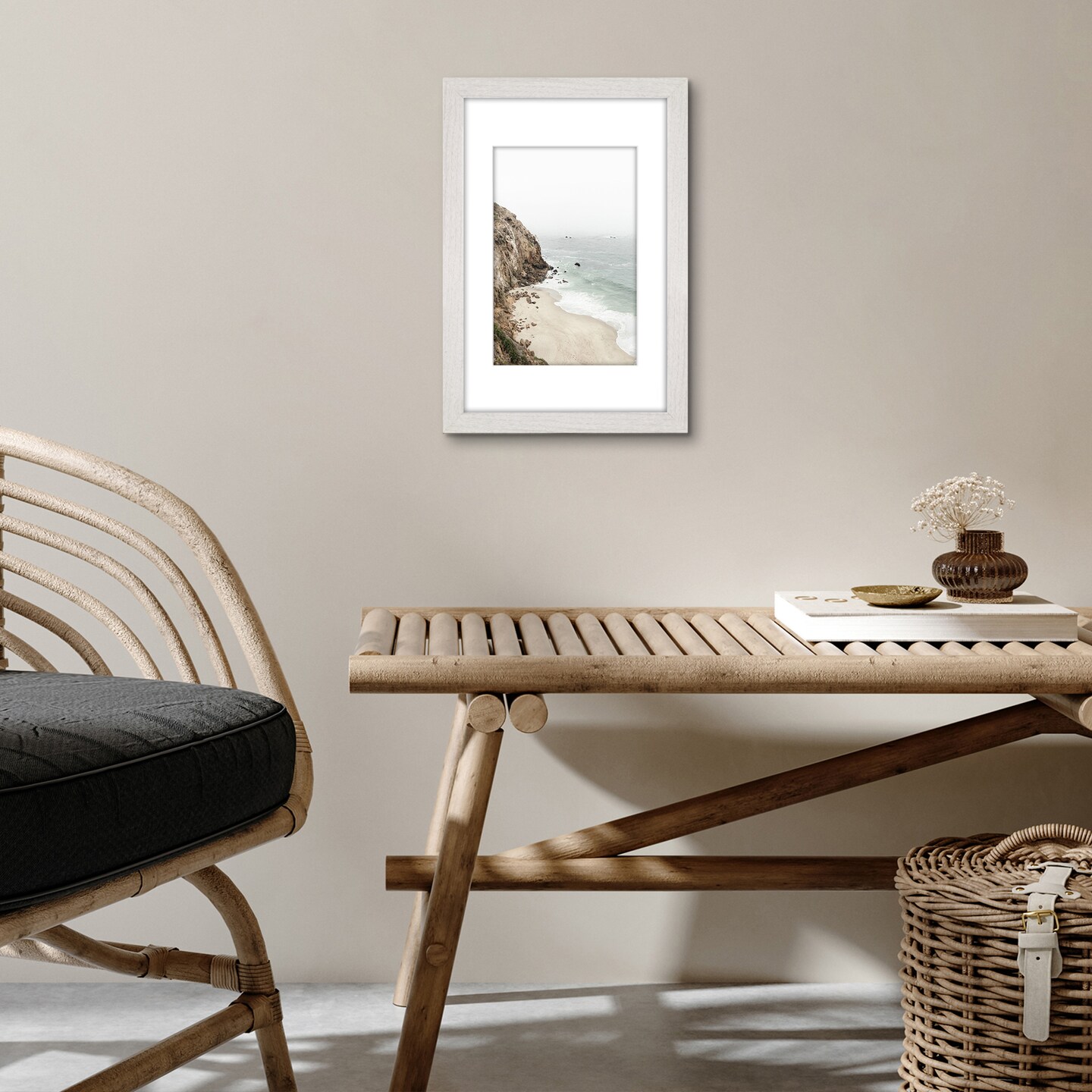 Americanflat Picture Frame with Wide Molding with Mat - Modern Wide Picture Frame - Plexiglass Cover - Hanging Hardware - Includes Easel