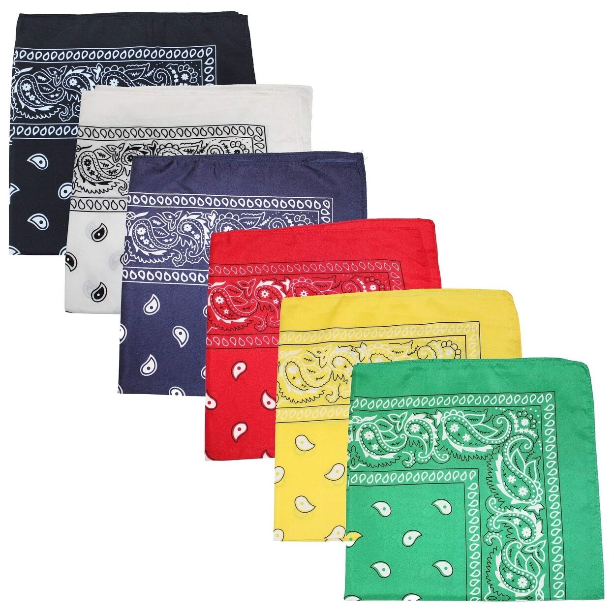 Unibasic Extra Large Polyester Paisley Bandanas 27X27 6 Pack For Party Decor