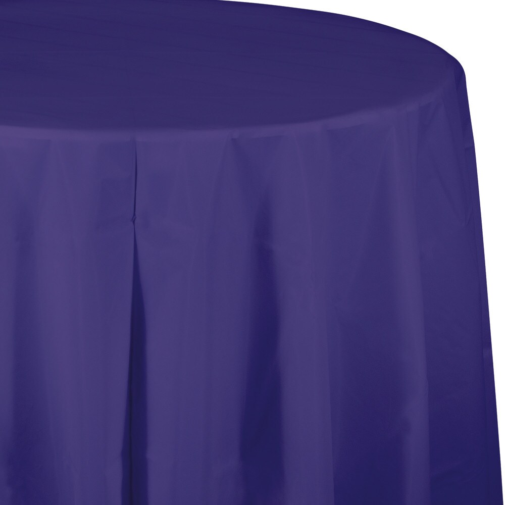 Party Central Club Pack of 12 Purple Octy-Round Disposable Table Covers 82&#x22;
