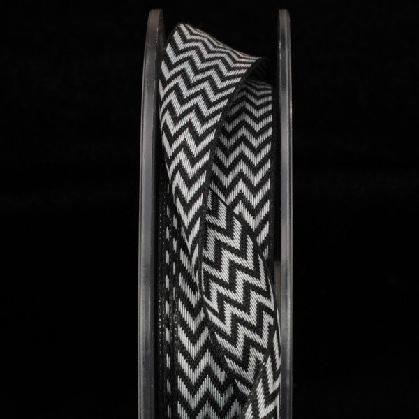 The Ribbon People Black and White Chevron Wired Craft Ribbon 0.75&#x22; x 108 Yards