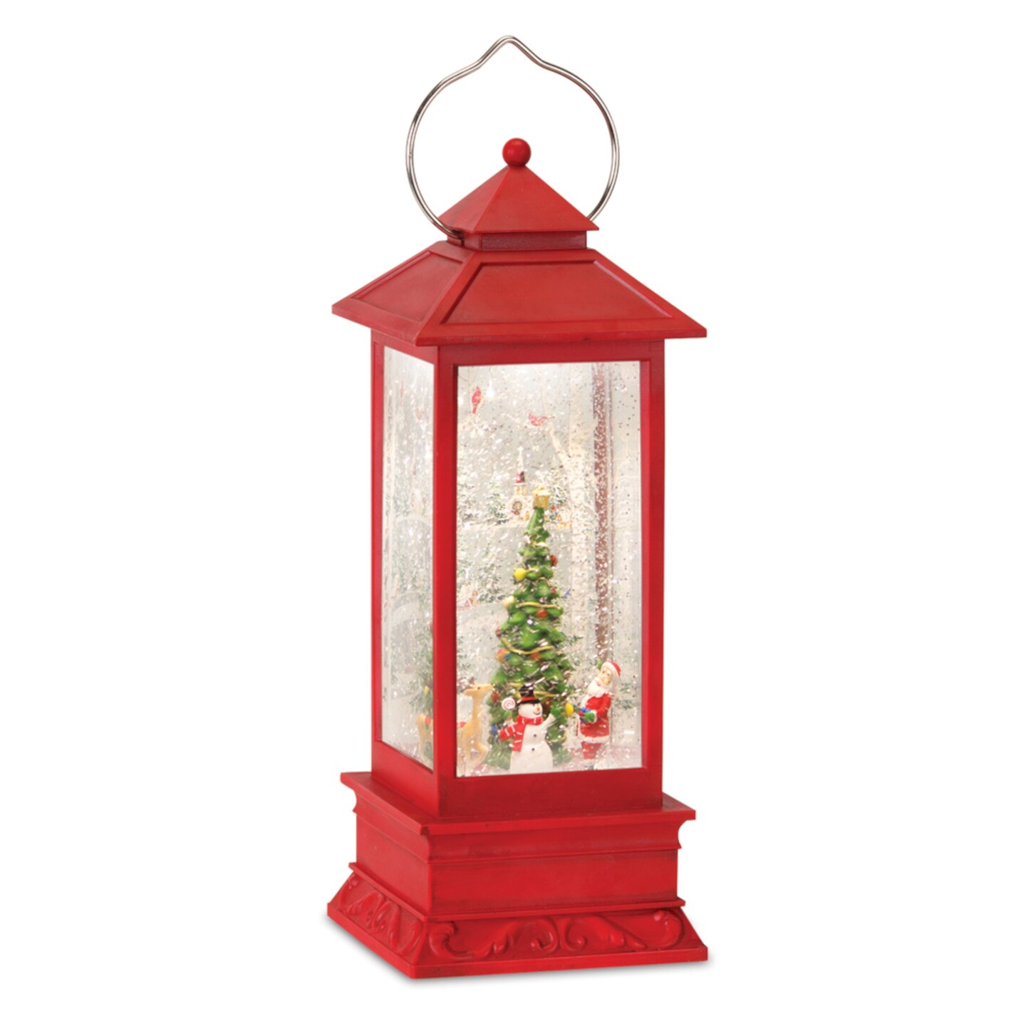 Melrose LED Lighted Santa and Snowman Snow Globe Christmas Lantern - 12.5&#x22;