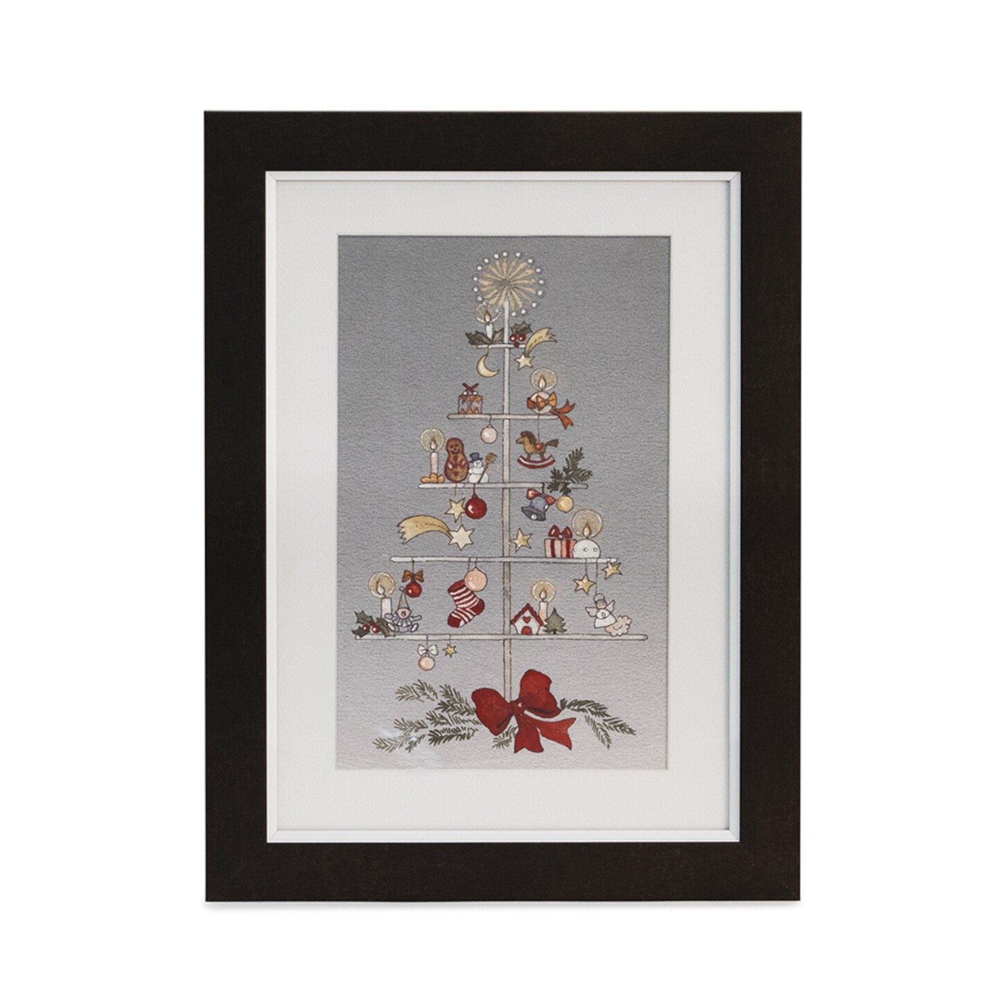 Melrose Christmas Gift Tree Rectangular Framed Wall Art - 15.25" - Multicolor