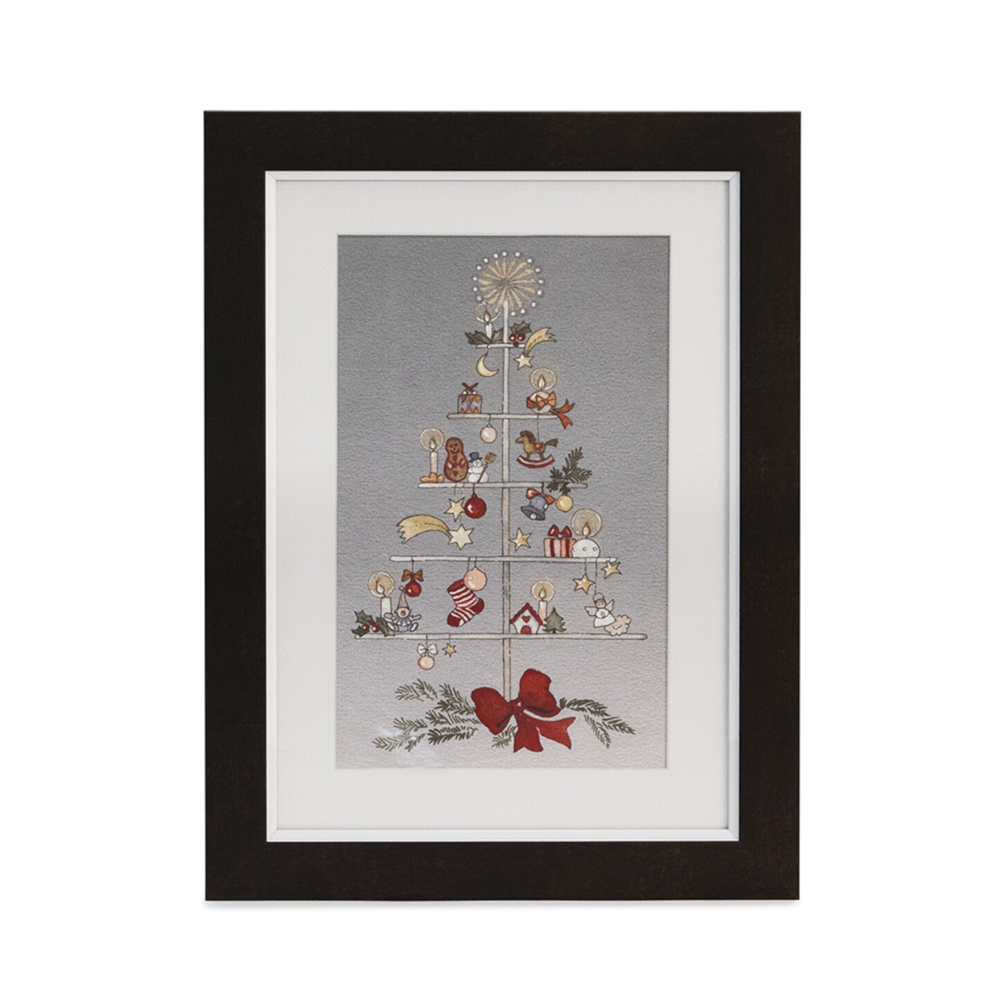 Melrose Christmas Gift Tree Rectangular Framed Wall Art - 15.25&#x22; - Multicolor