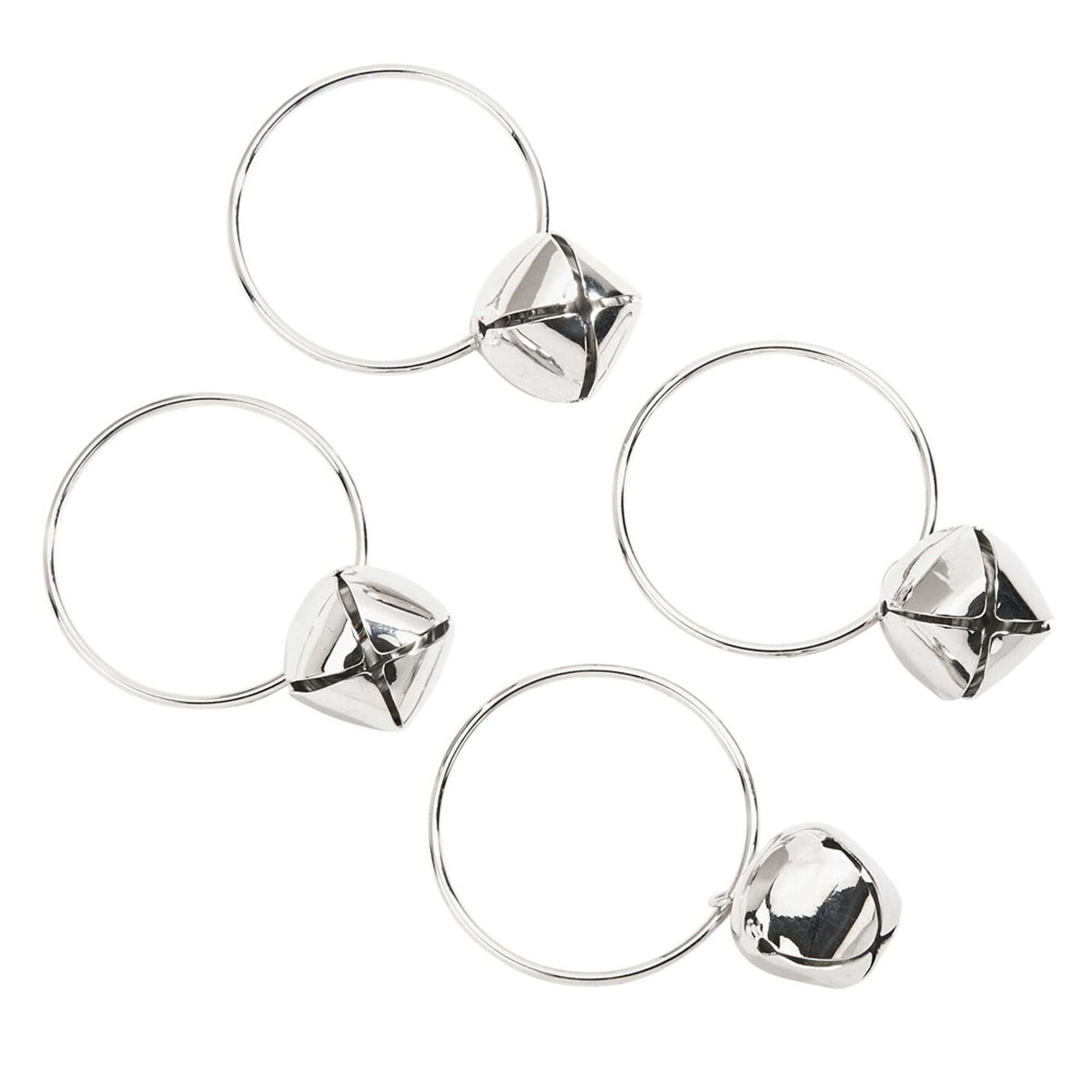 Contemporary Home Living Set of 4 Jingle Bells Napkin Rings 1.75&#x22;