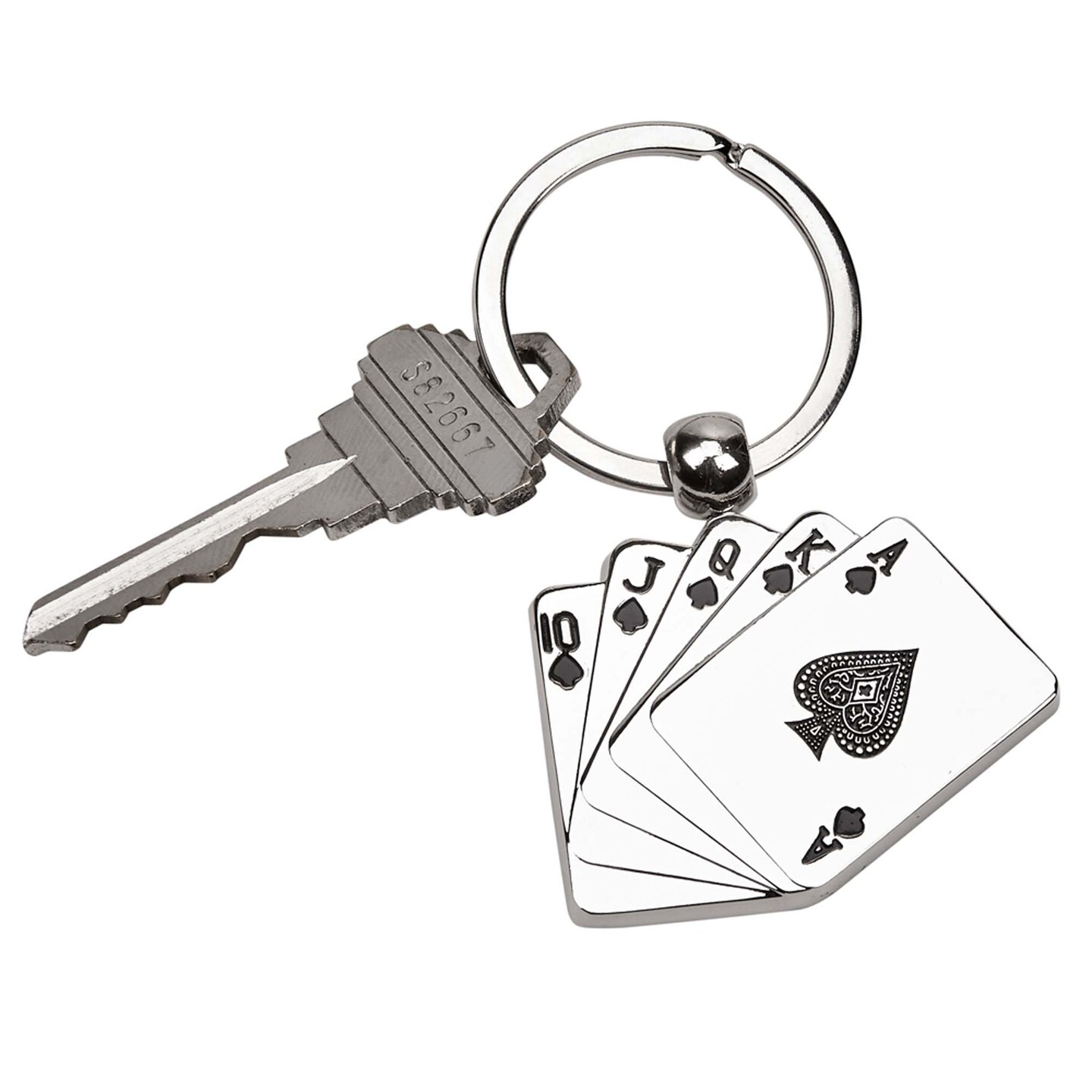 Contemporary Home Living 2.25&#x22; Playing Cards Design Stainless Steel Key Chain