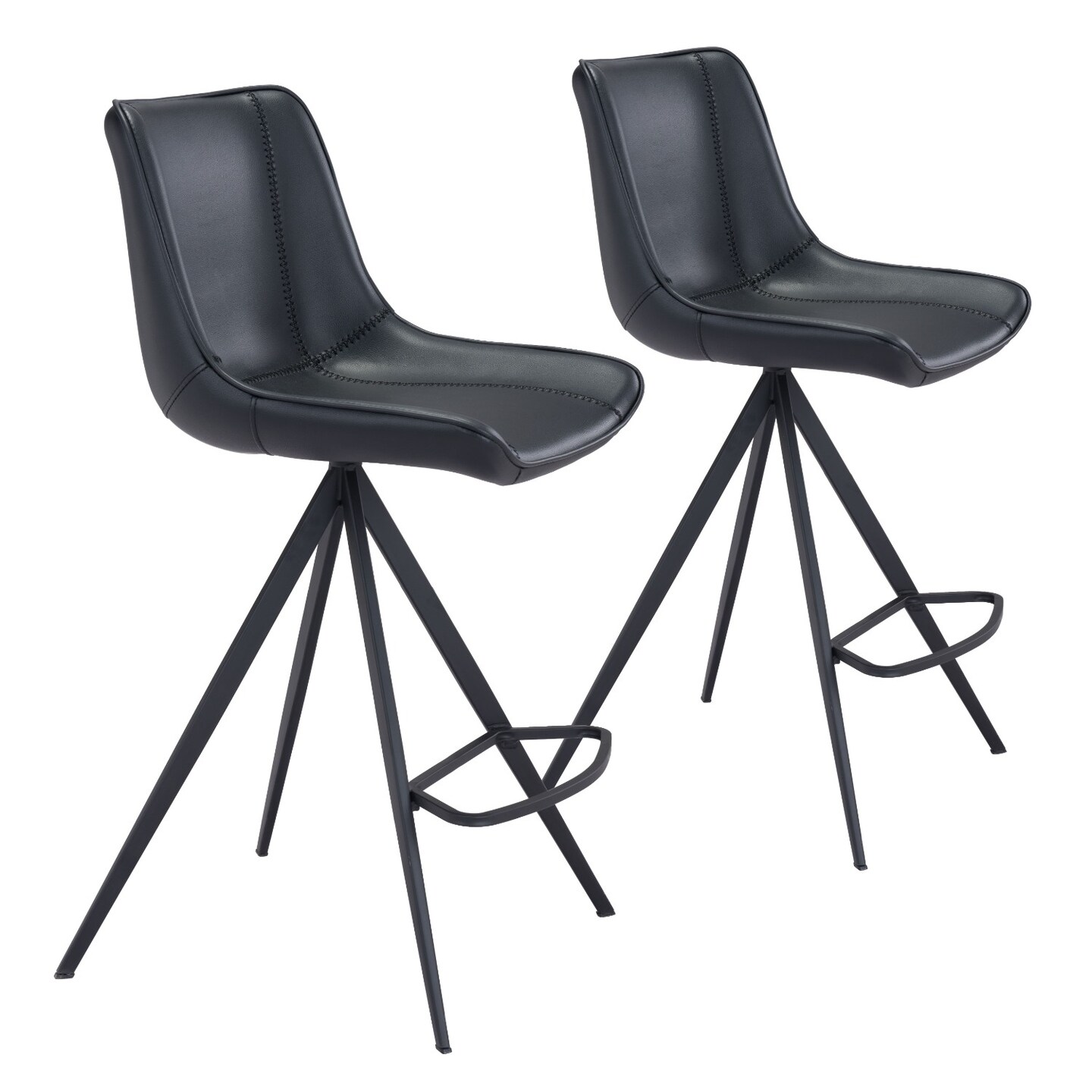Modern Home Set of 2 Black Upholstered Counter Chairs 39&#x22;