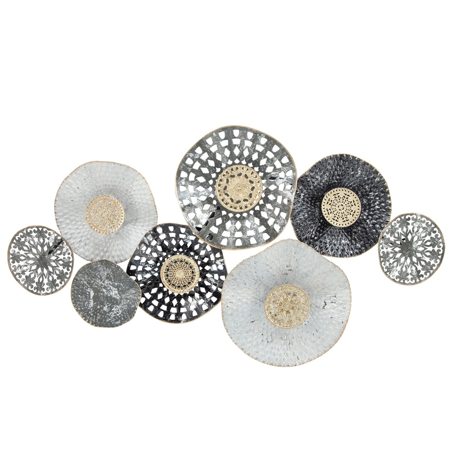 Kingston Living 36&#x22; White and Black Disc Pads Wall Decor