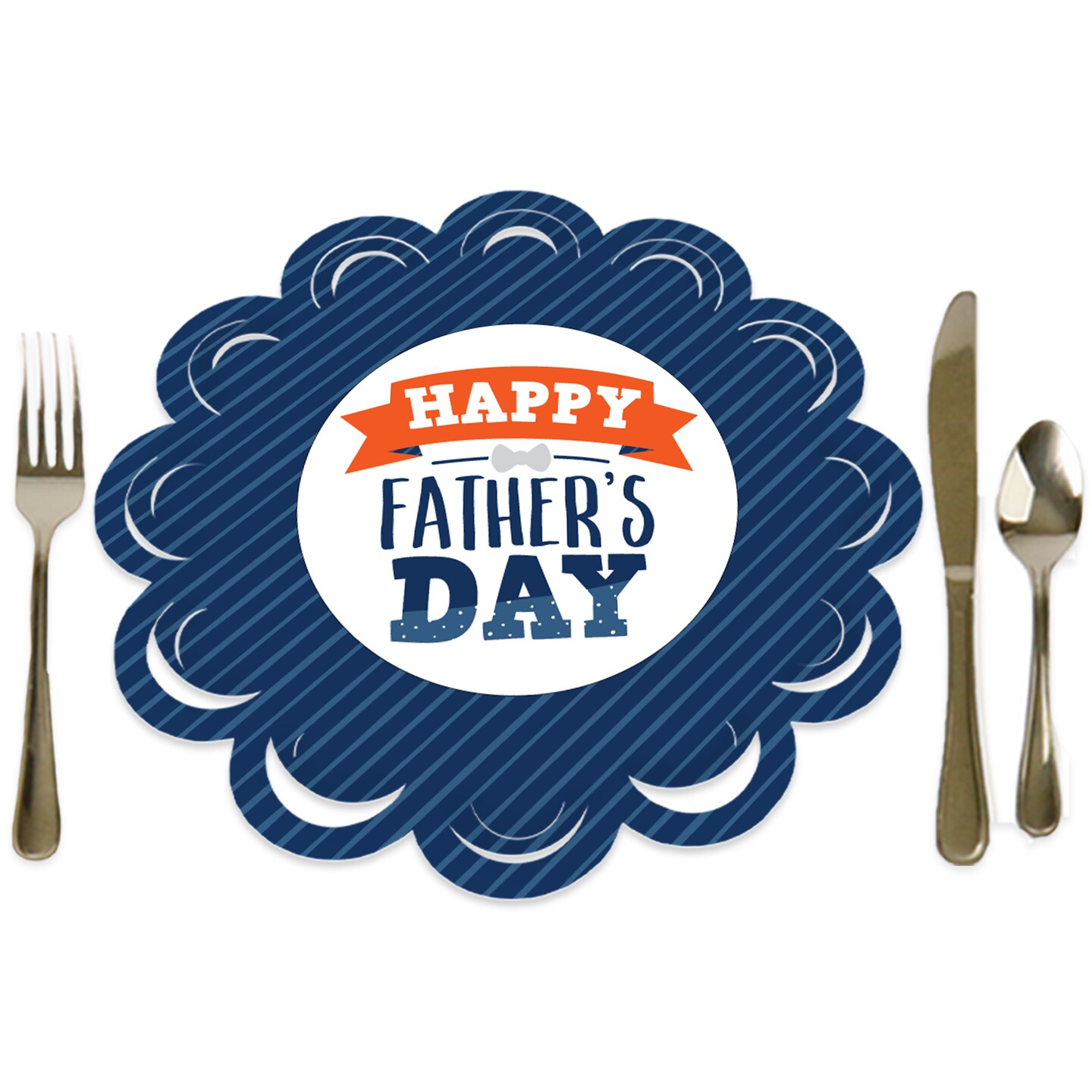 Big Dot of Happiness Happy Father&#x27;s Day - We Love Dad Party Round Table Decorations - Paper Chargers - Place Setting For 12