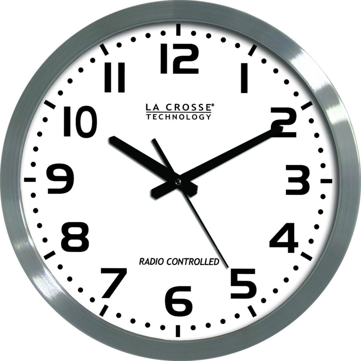 La Crosse Technology 16&#x22; Silver and Black Atomic Analog Wall Clock