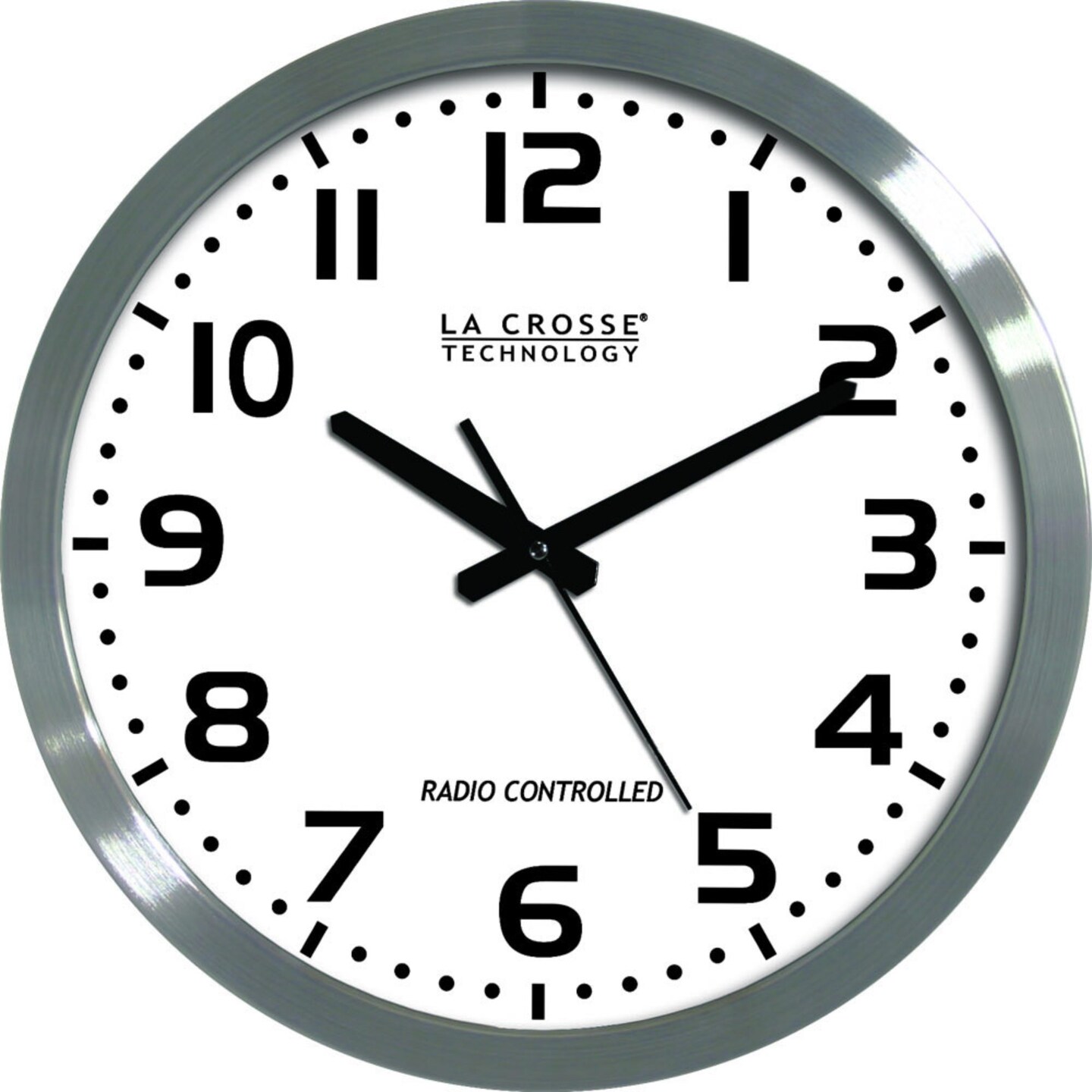 La Crosse Technology 16" Silver and Black Atomic Analog Wall Clock