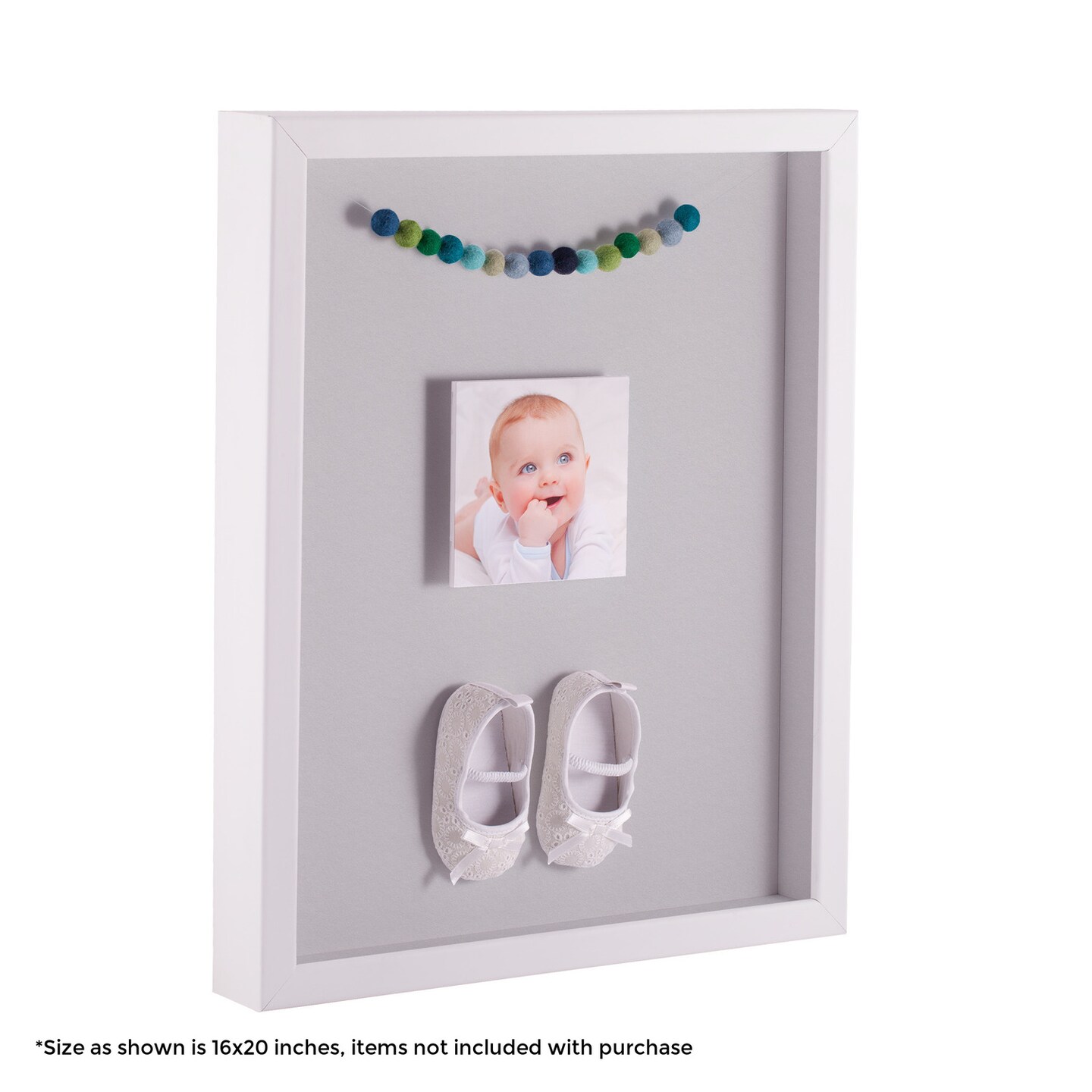 ArtToFrames 12x16 Inch Shadow Box Picture Frame, with a Satin White 1.00&#x22; Wide Shadowbox frame and Super White Mat Backing (4655)