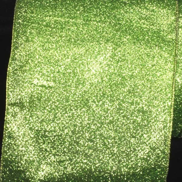 The Ribbon People Sparkling Green Glitter Wired Craft Ribbon 6&#x22; x 20 Yards