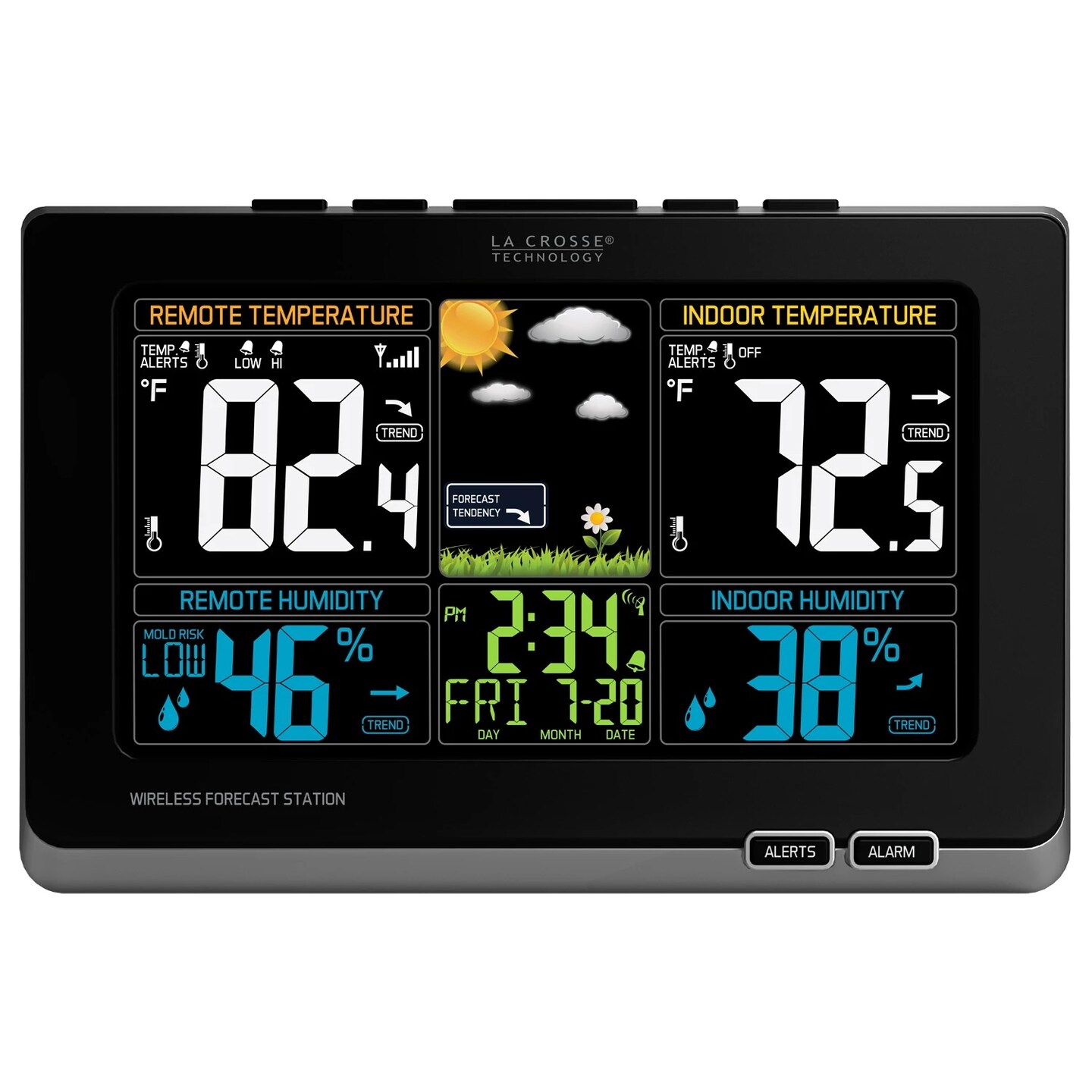 La Crosse Technology 8.25&#x201D; Black Wireless Color Forecast Station