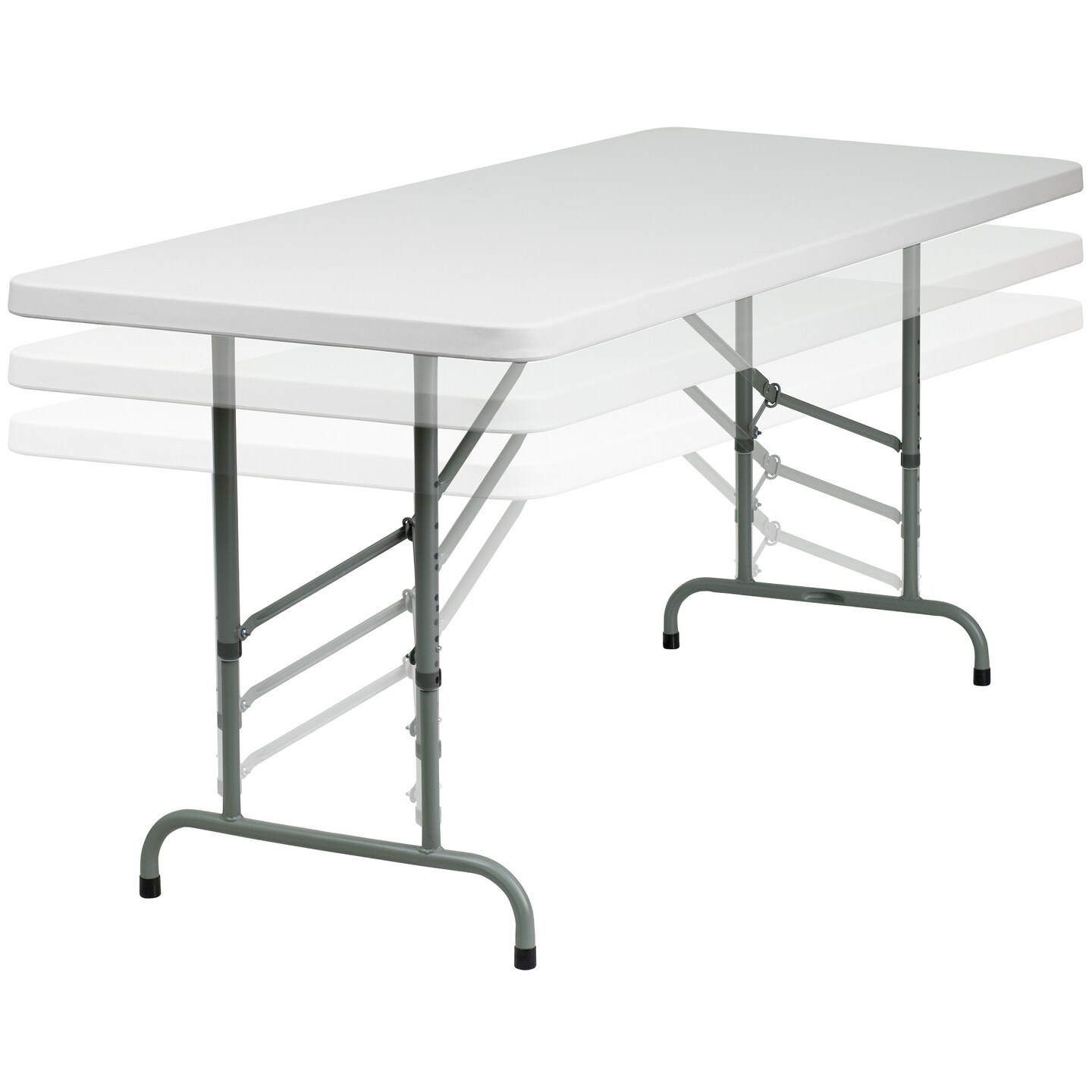 Flash Furniture 72" Granite White and Black Contemporary Height Adjustable Folding Table