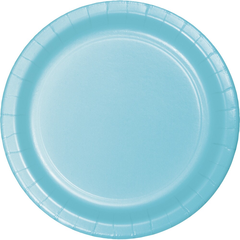Party Central Disposable Round Luncheon Party Paper Plates - 7" - Pastel Blue - Club Pack of 96