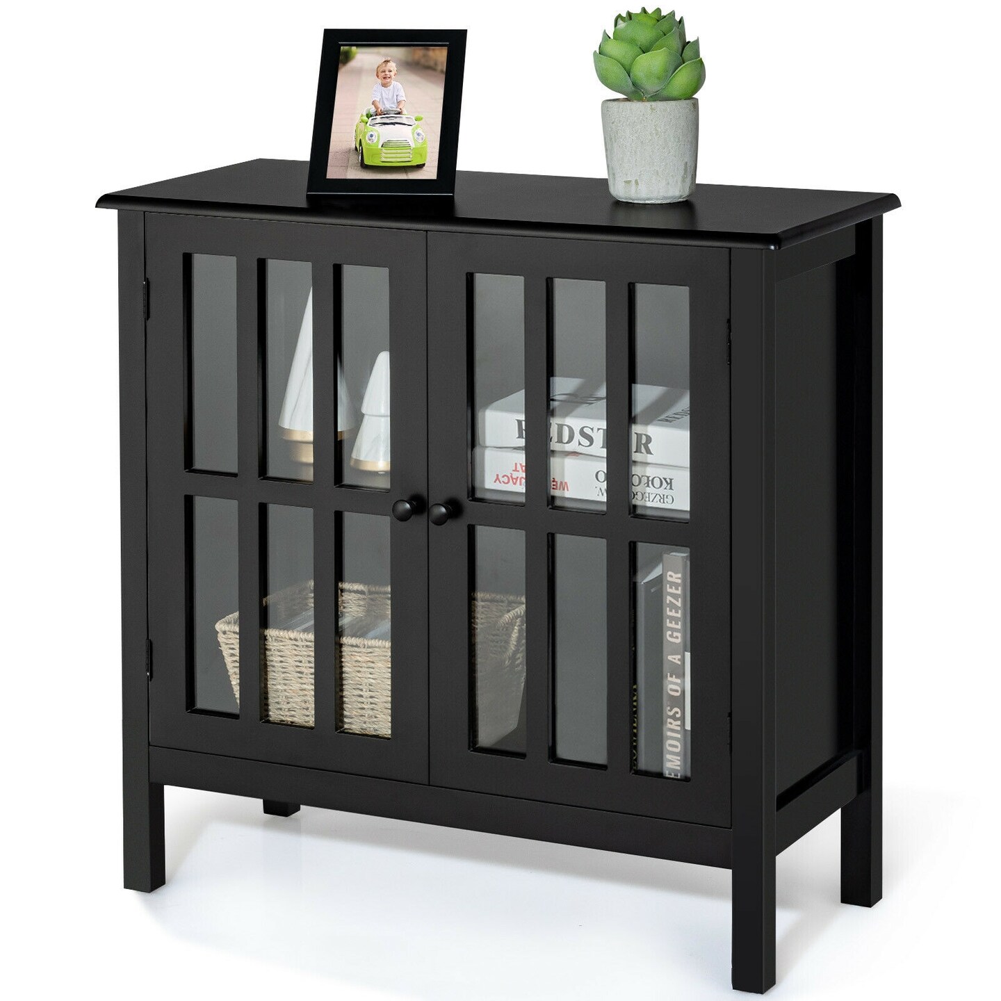 Glass Door Sideboard Console Storage Buffet Cabinet