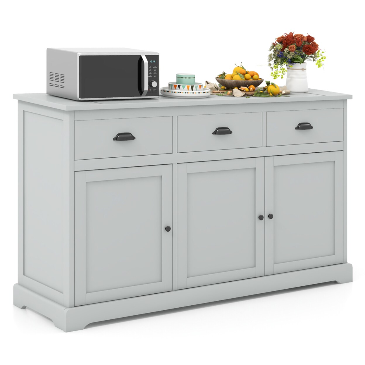 Buffeet Platform Gymax 3 Drawers Sideboard Buffet Cabinet Console Table Kitchen Storage ...