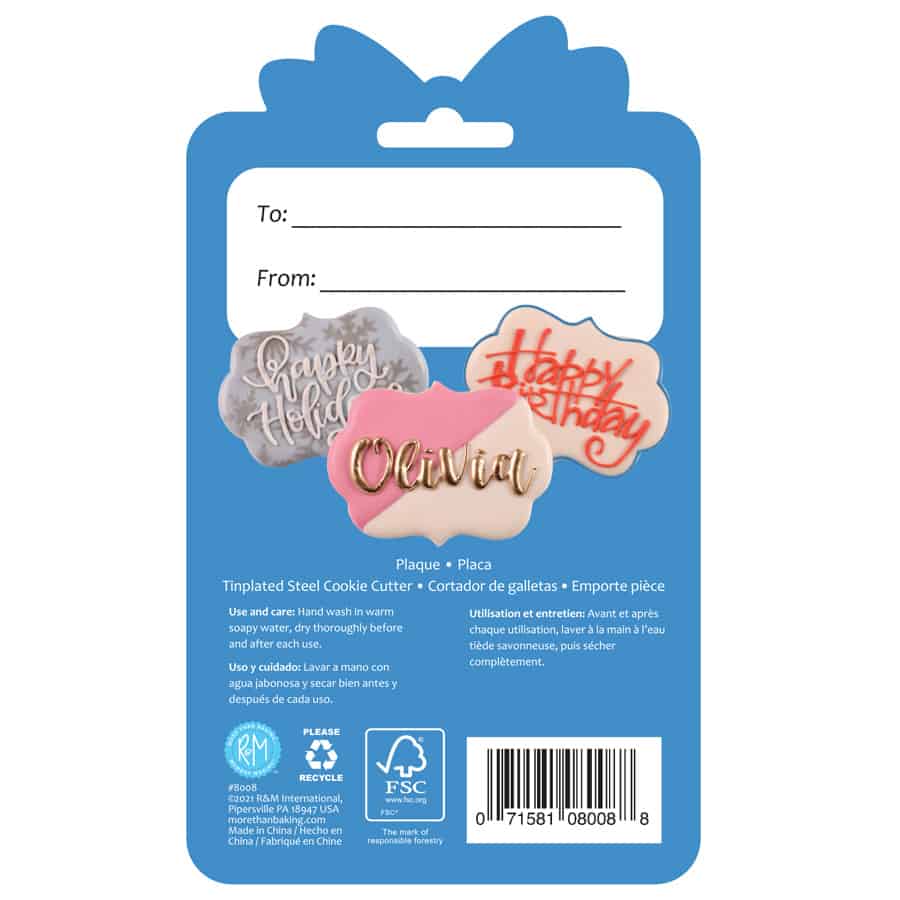 Plaque Cookie Cutter 3.5&#x22; Carded