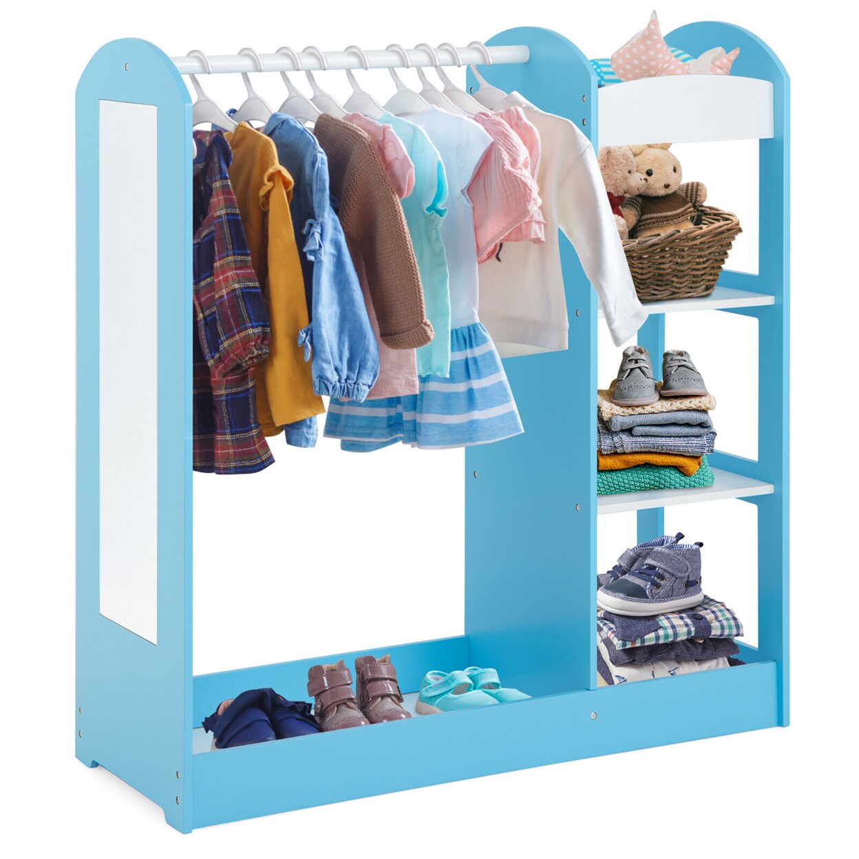 Gymax Kids Dress up Storage Hanging Armoire Dresser Costume Closet